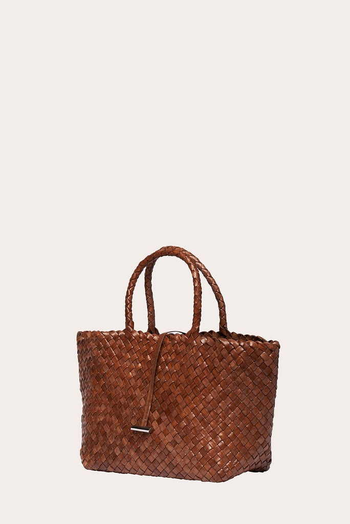 MIDI LEATHER BASKET LIGHT BROWN - 6