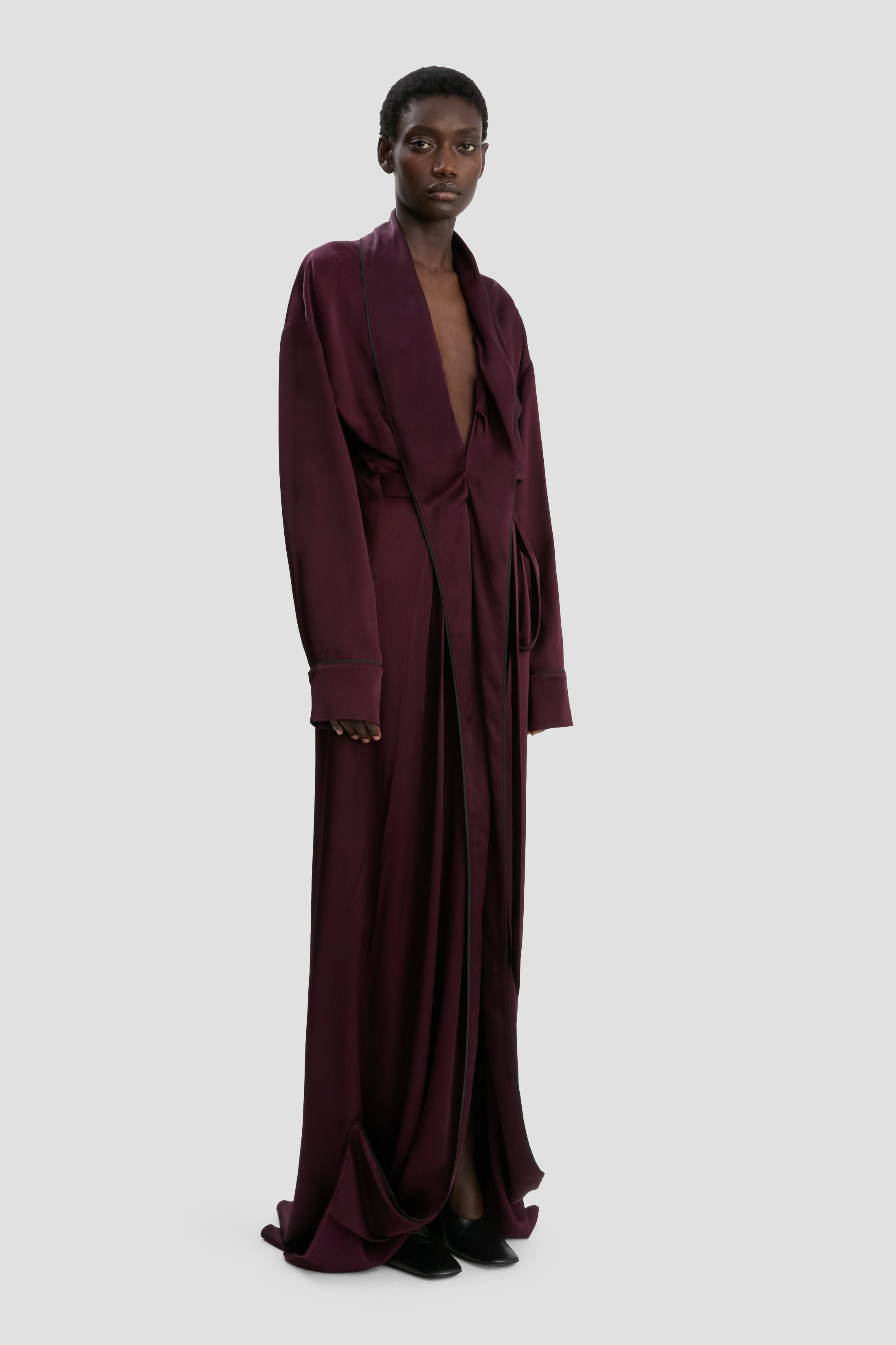 Wrap Detail Gown In Merlot - 3