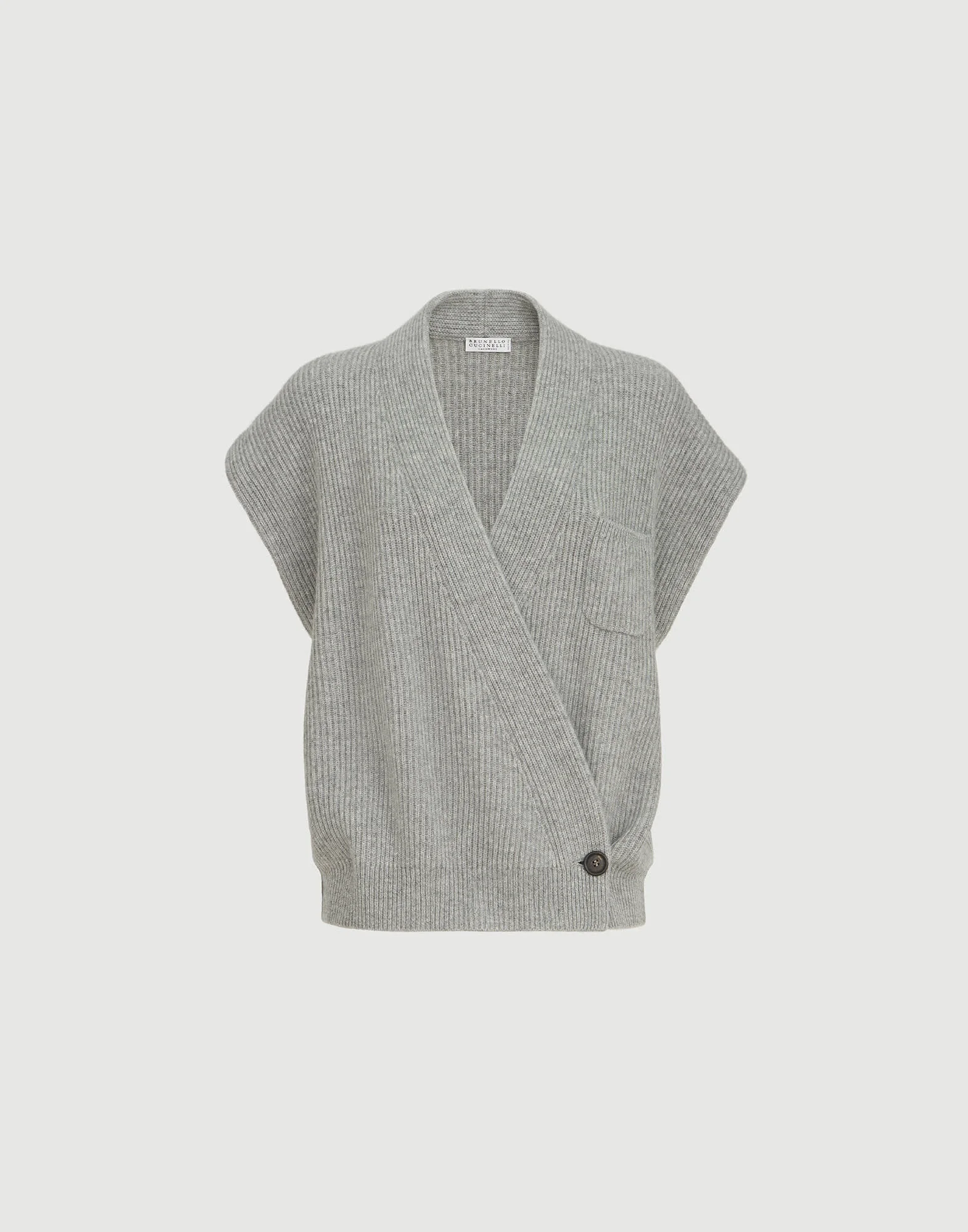 Cashmere English rib wrap cardigan - 1
