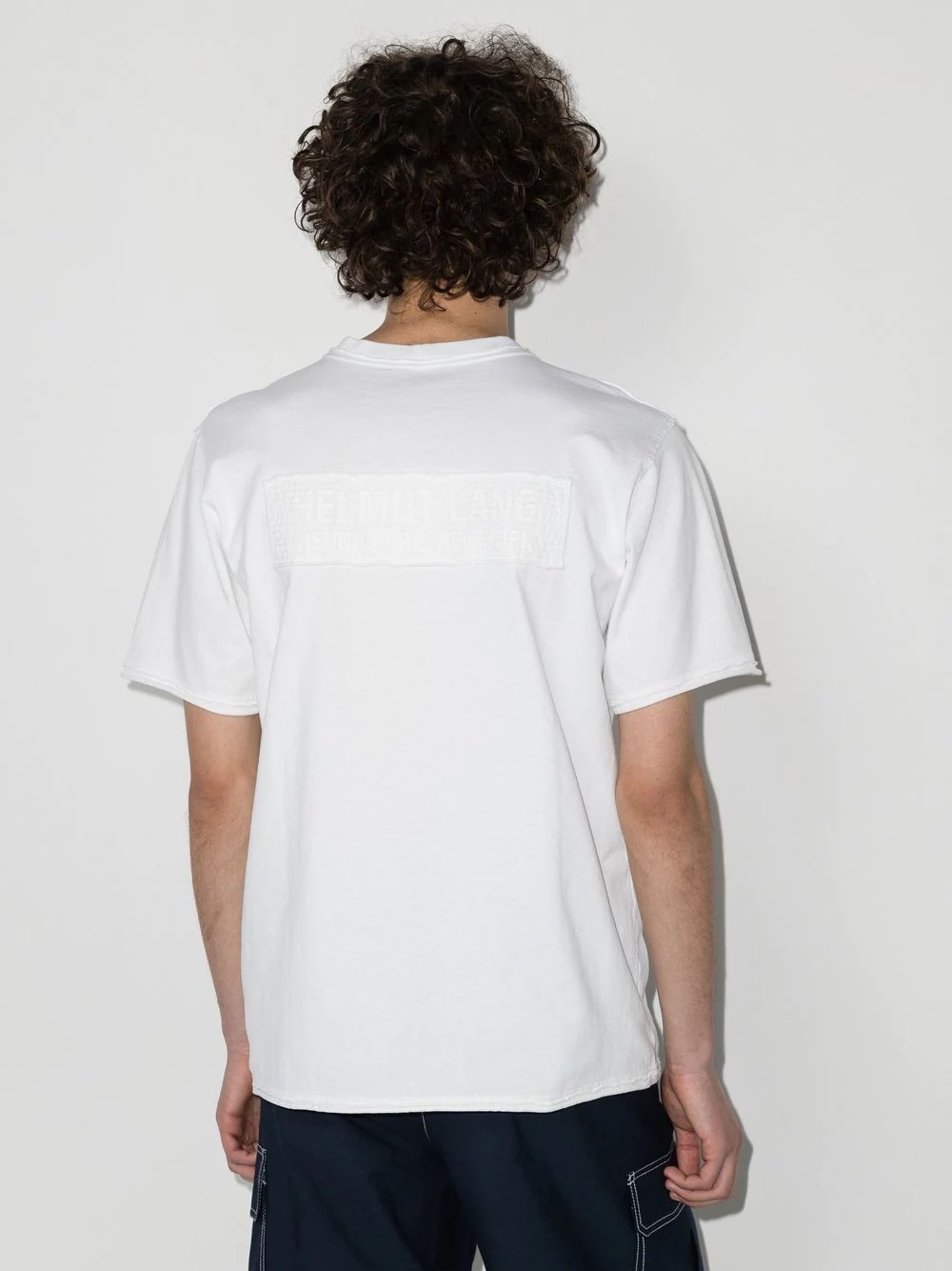 embroidered logo raw-hem T-shirt - 3