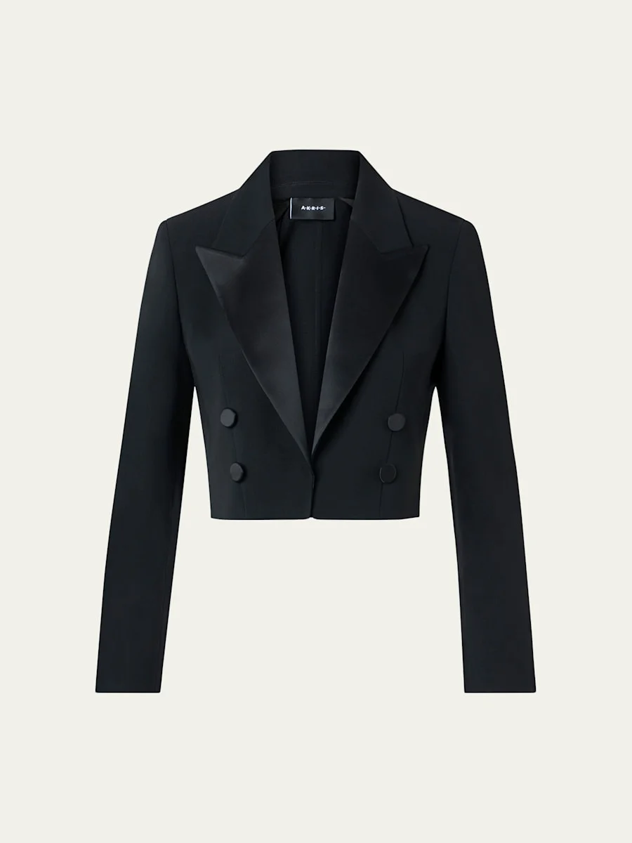 Holly Double-Breasted Crop Tuxedo Jacket - 1