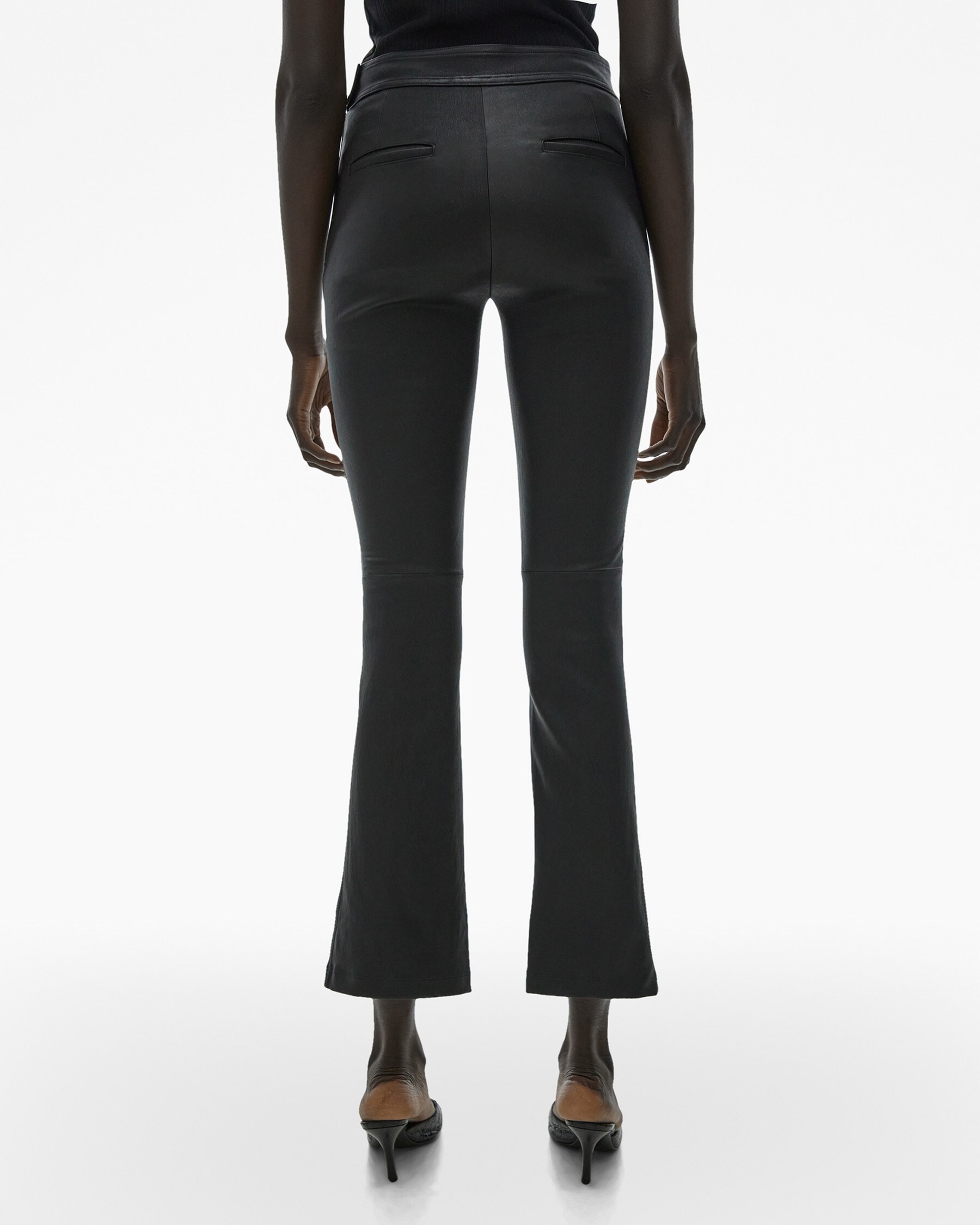 CROPPED FLARE LEATHER PANT - 4