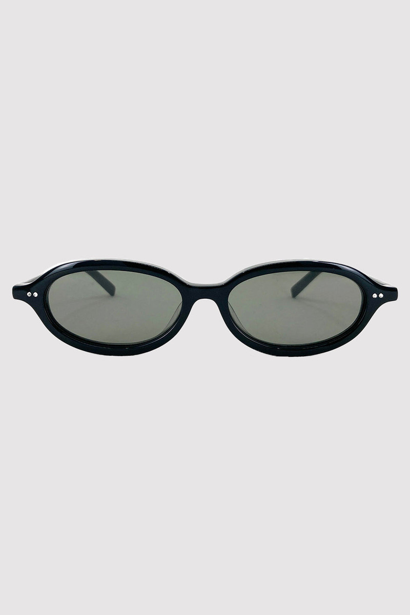 90s Slim Oval Sunglasses - Black 9