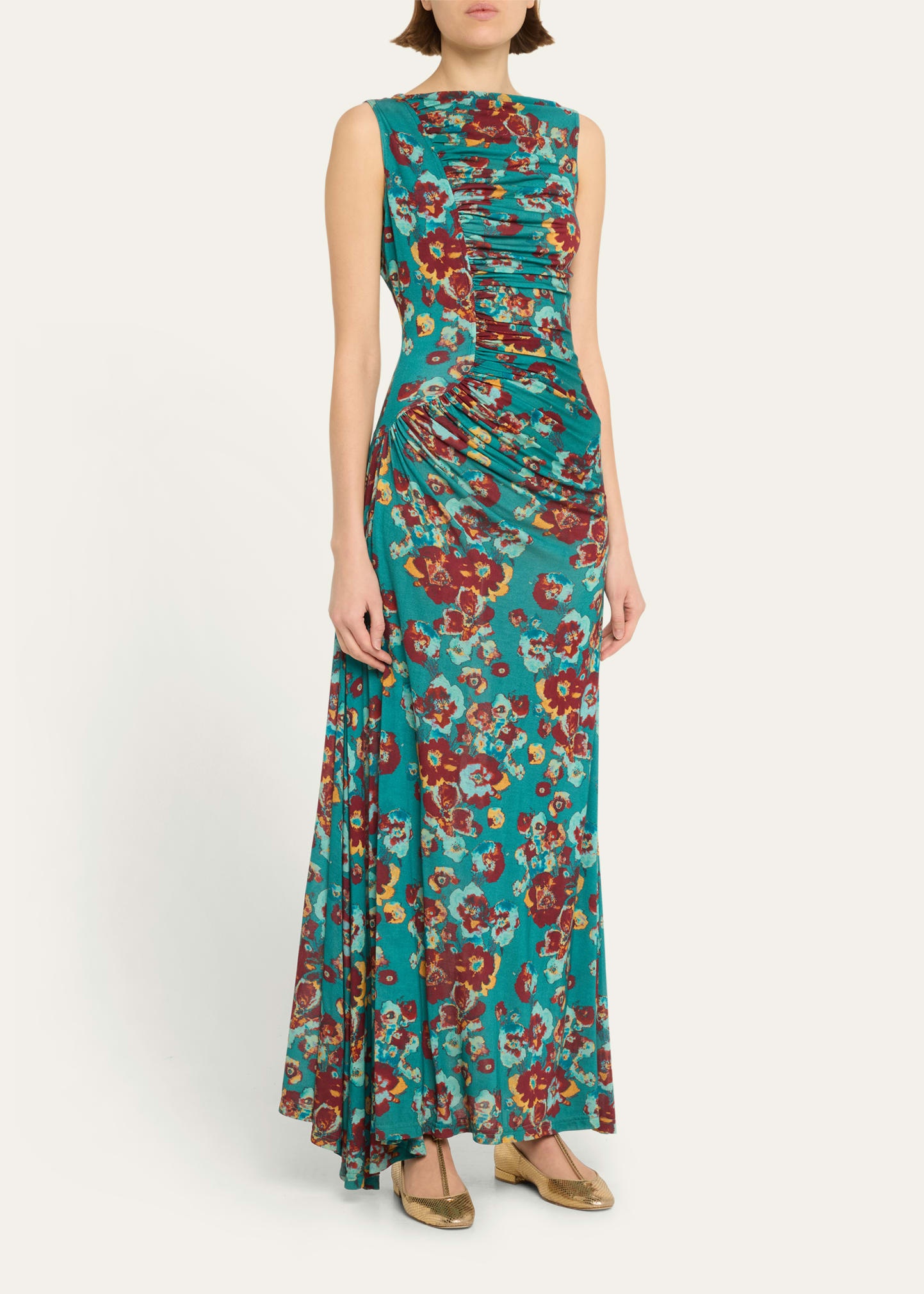 Livia Sleeveless Ruched Floral Maxi Dress - 4