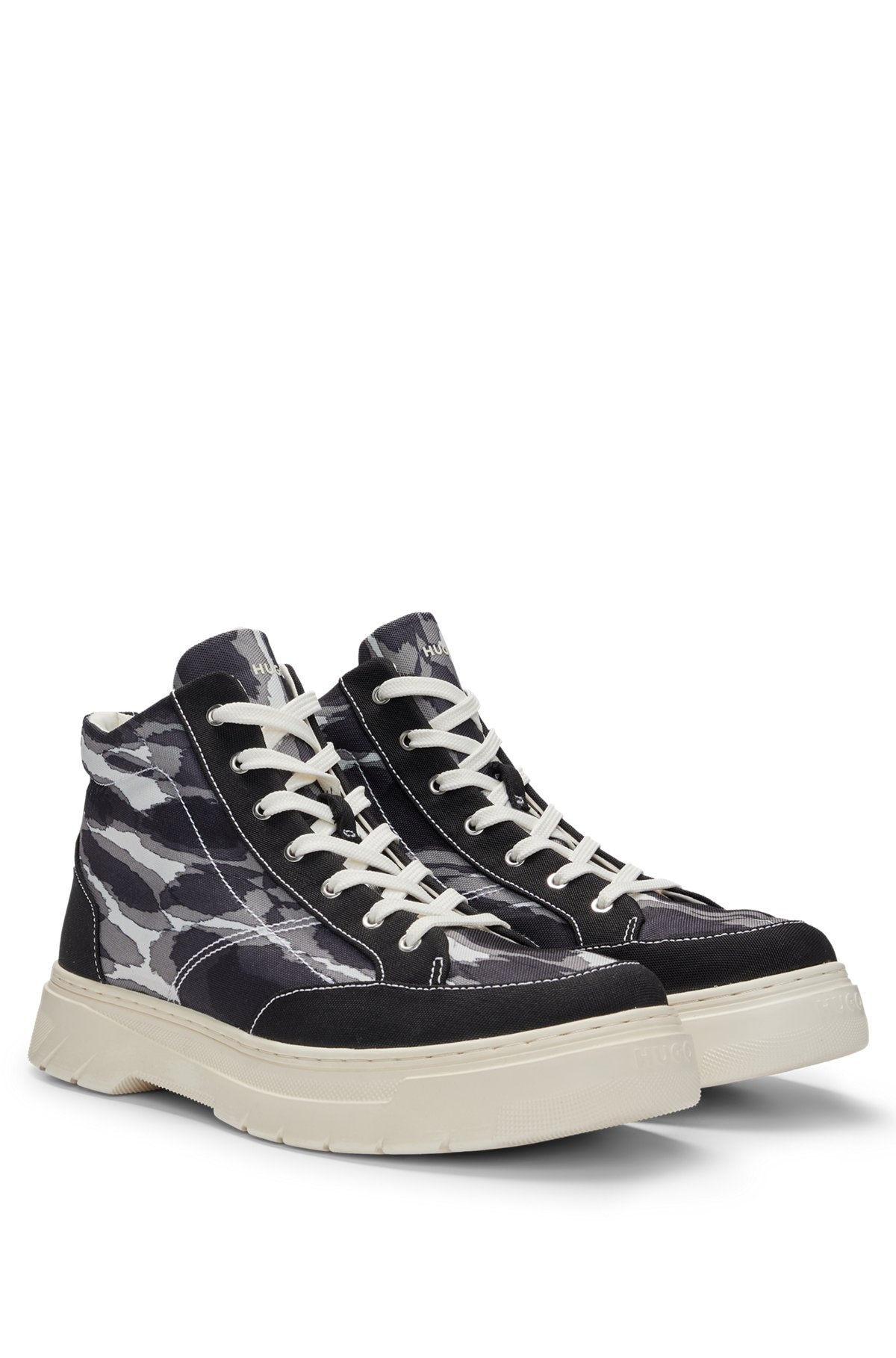 CAMOUFLAGE-PRINT HIGH-TOP TRAINERS WITH STACKED LOGO - 2