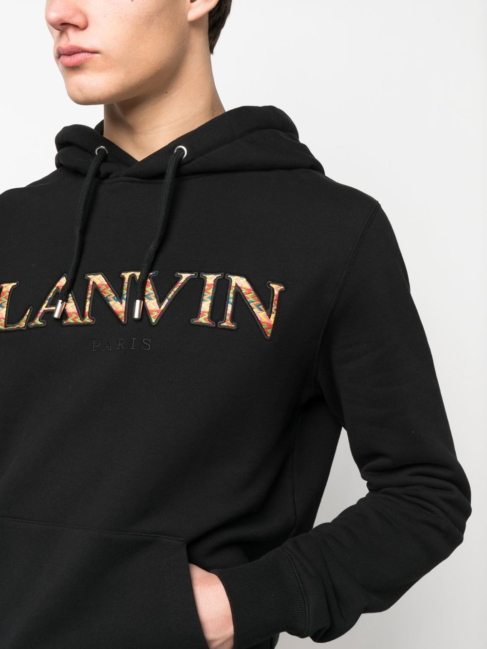 embroidered-logo cotton hoodie - 5