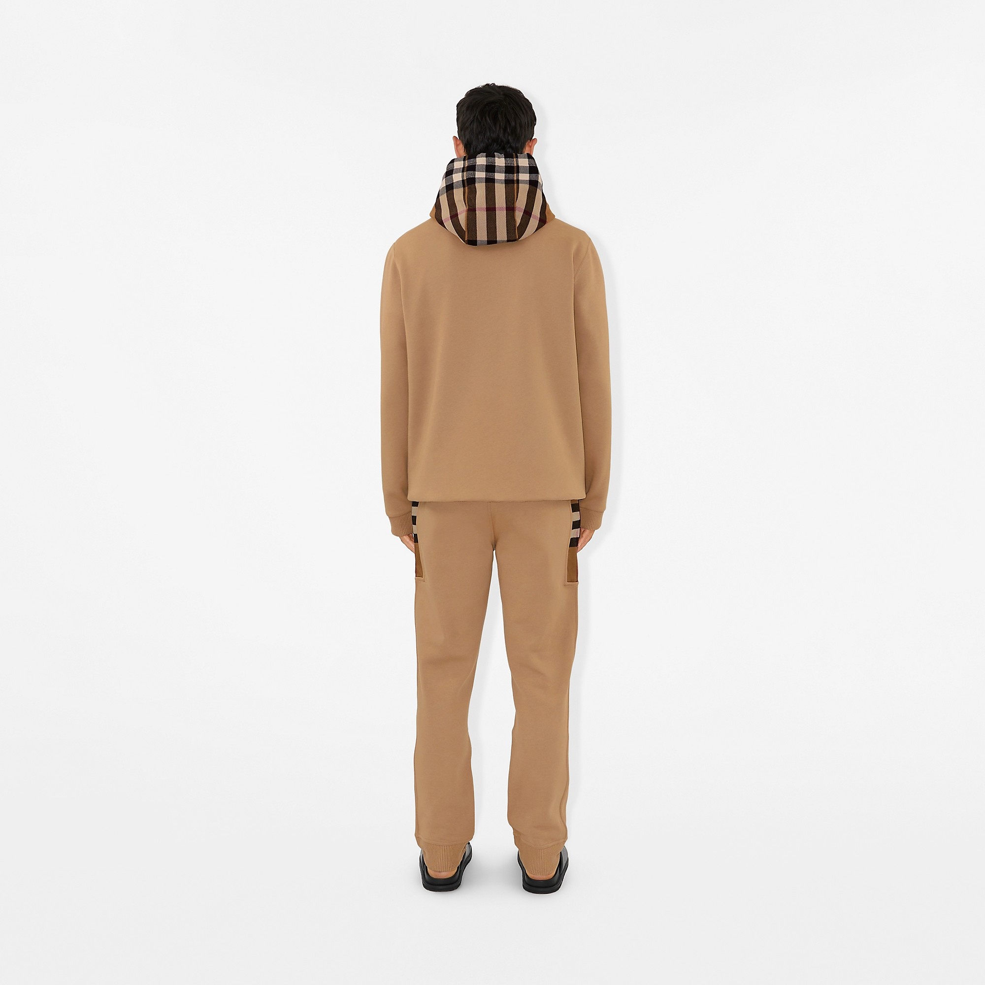 Check Panel Cotton Blend Jogging Pants - 4