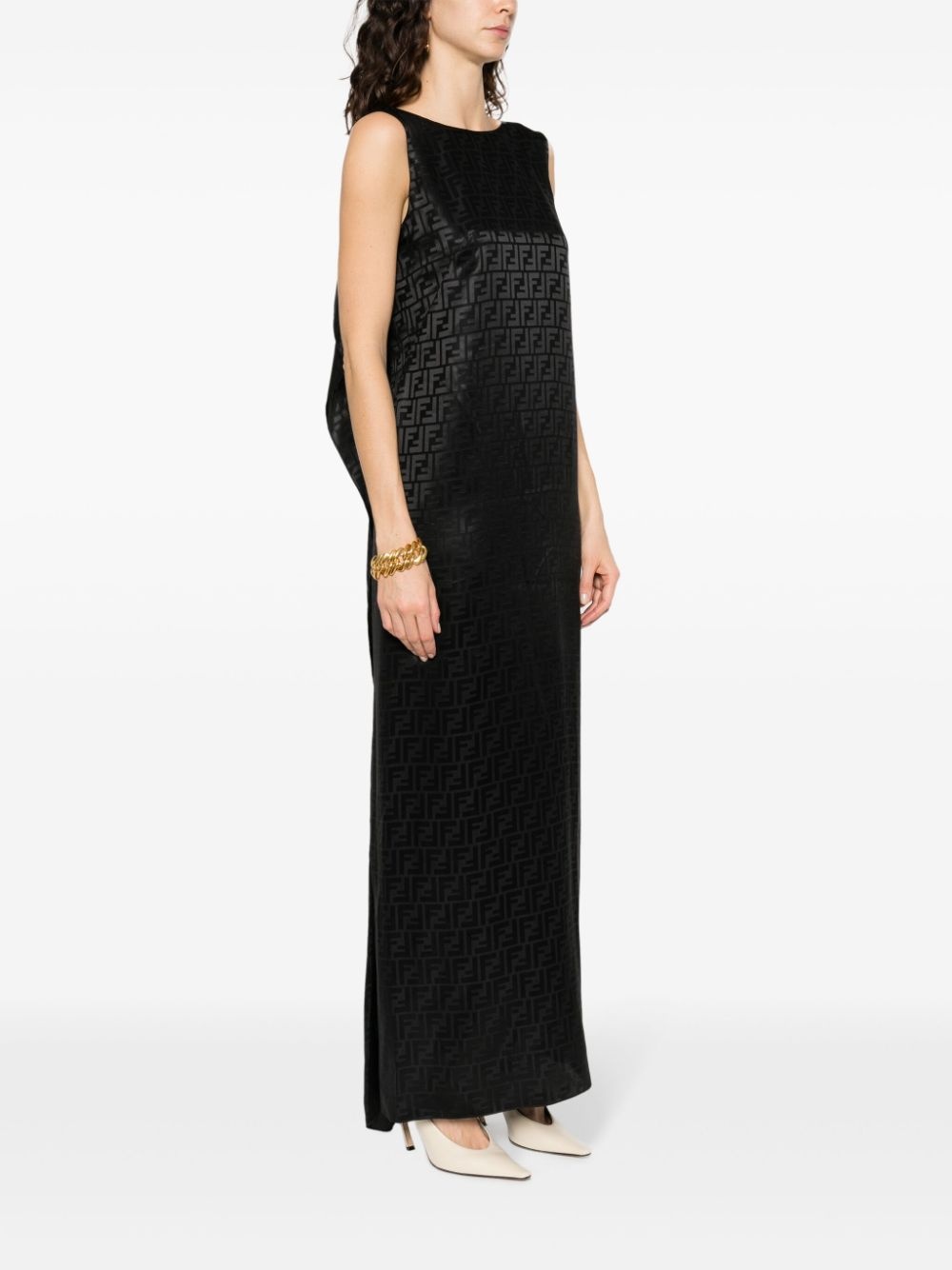 monogram silk maxi dress - 4