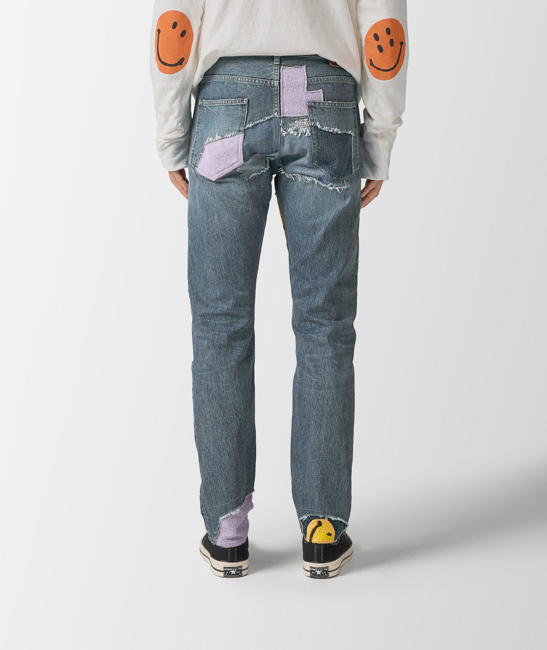 OKABILLY Straight-Leg Patchwork Embroidered Jeans