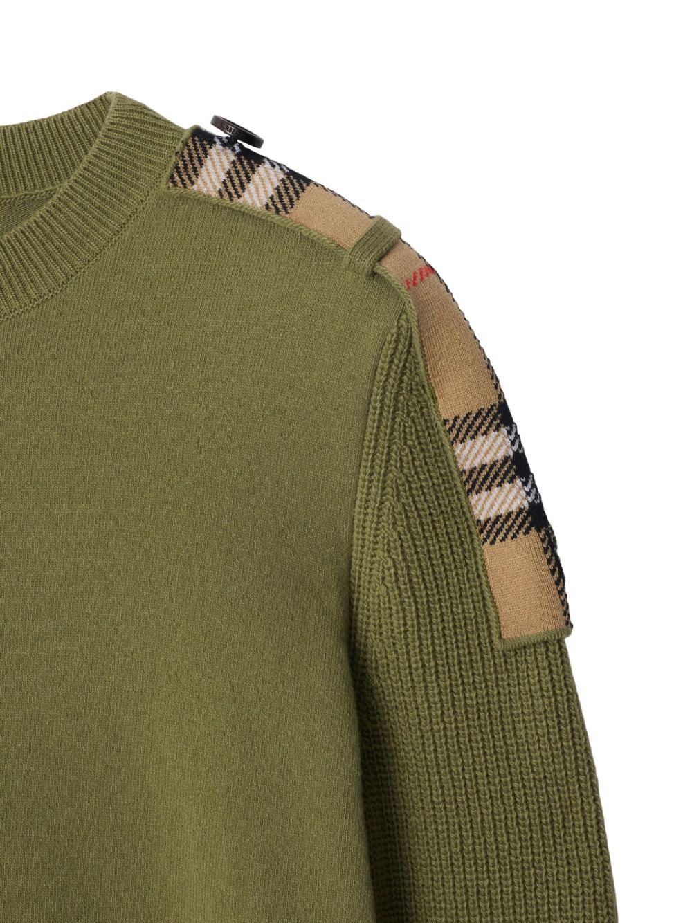 checked-epaulettes sweater - 5