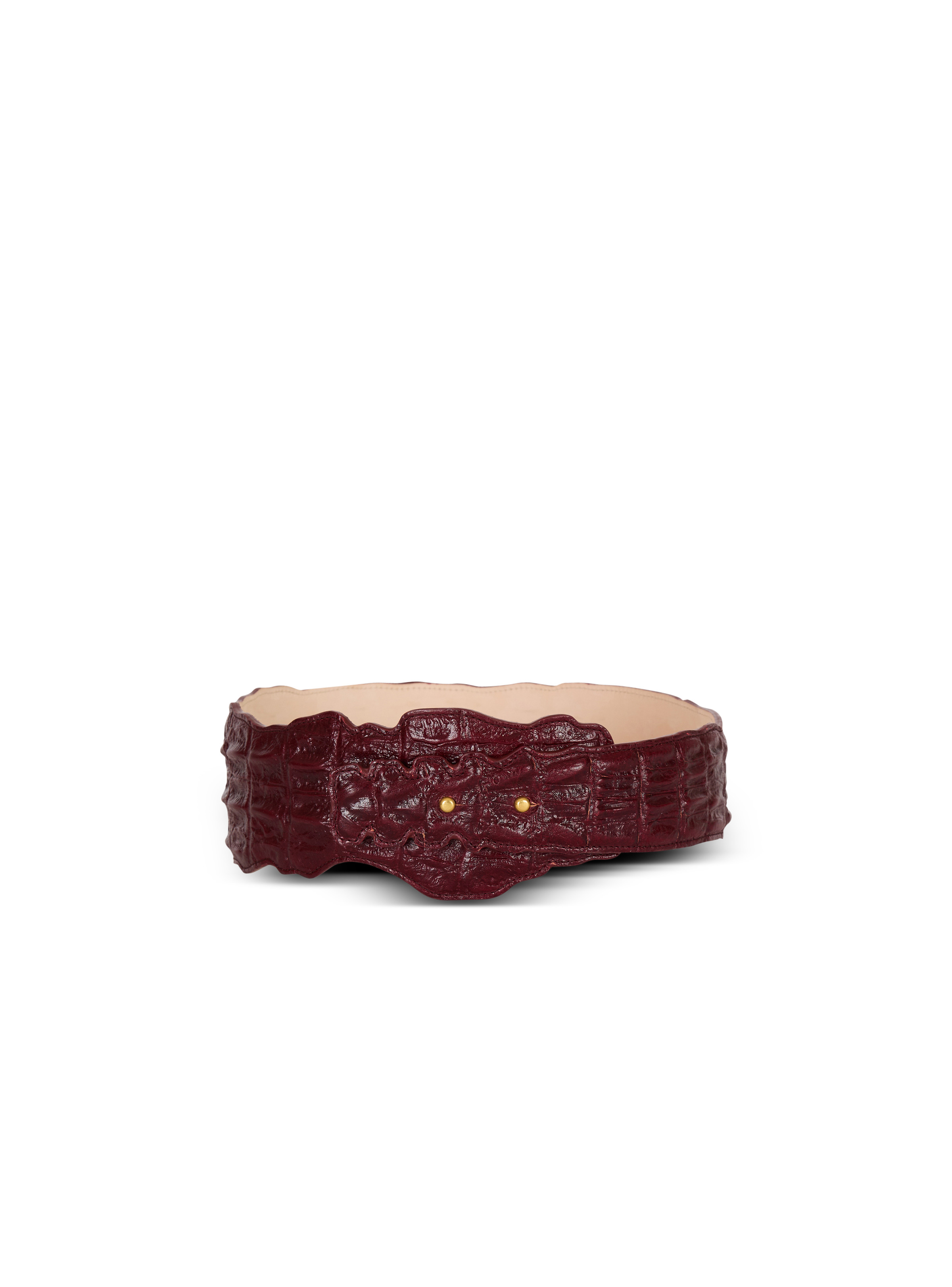 Wide crocodile-print leather belt - 3