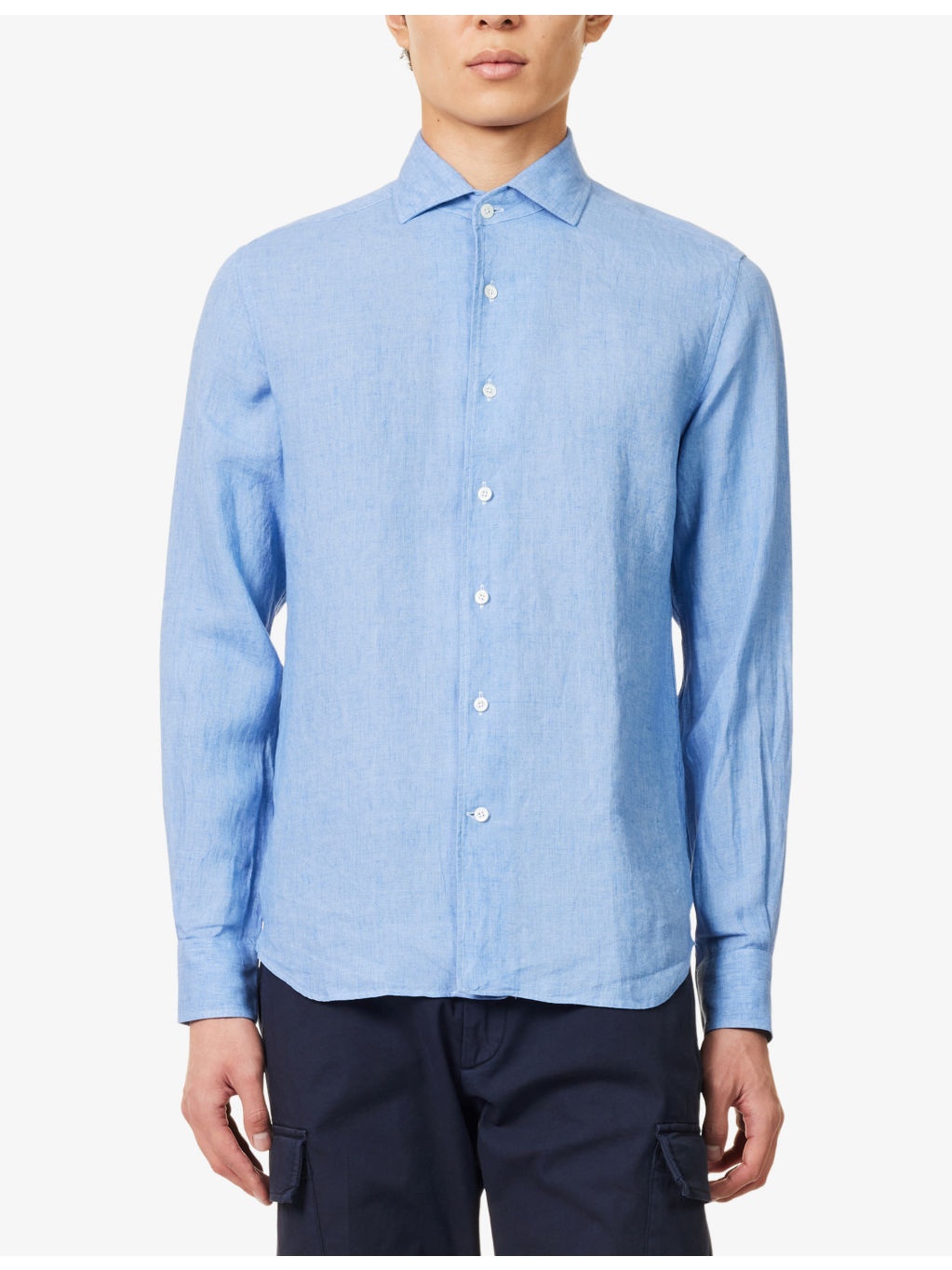 Regular-Fit Logo-Embroidered Linen Shirt - 3