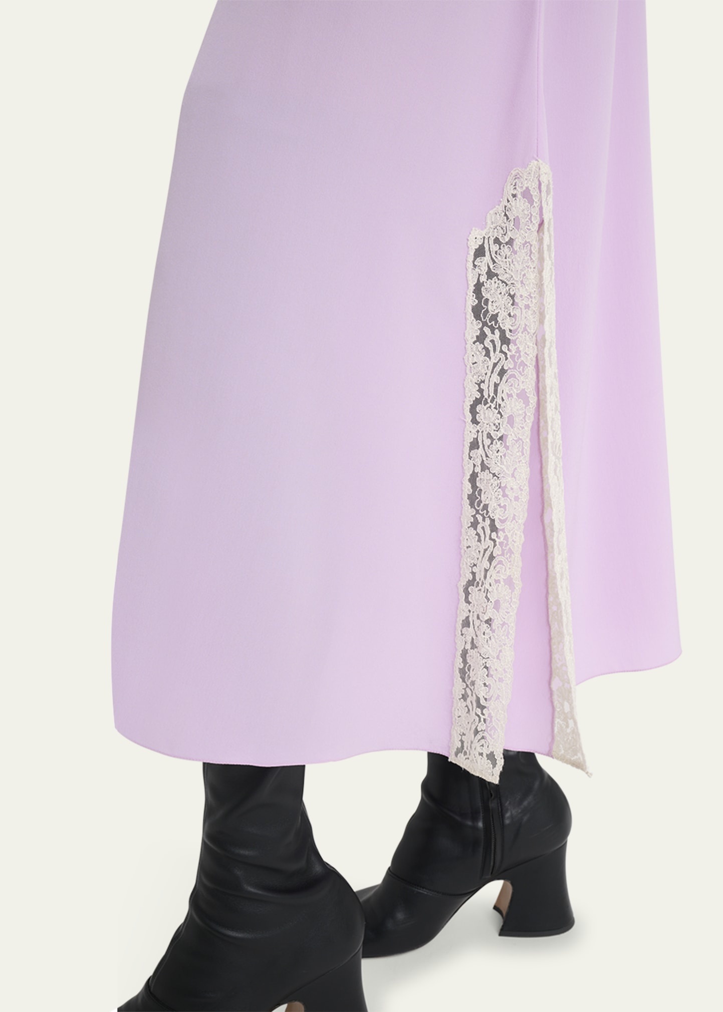 Lace-Trim Silk Midi Slip Dress - 5
