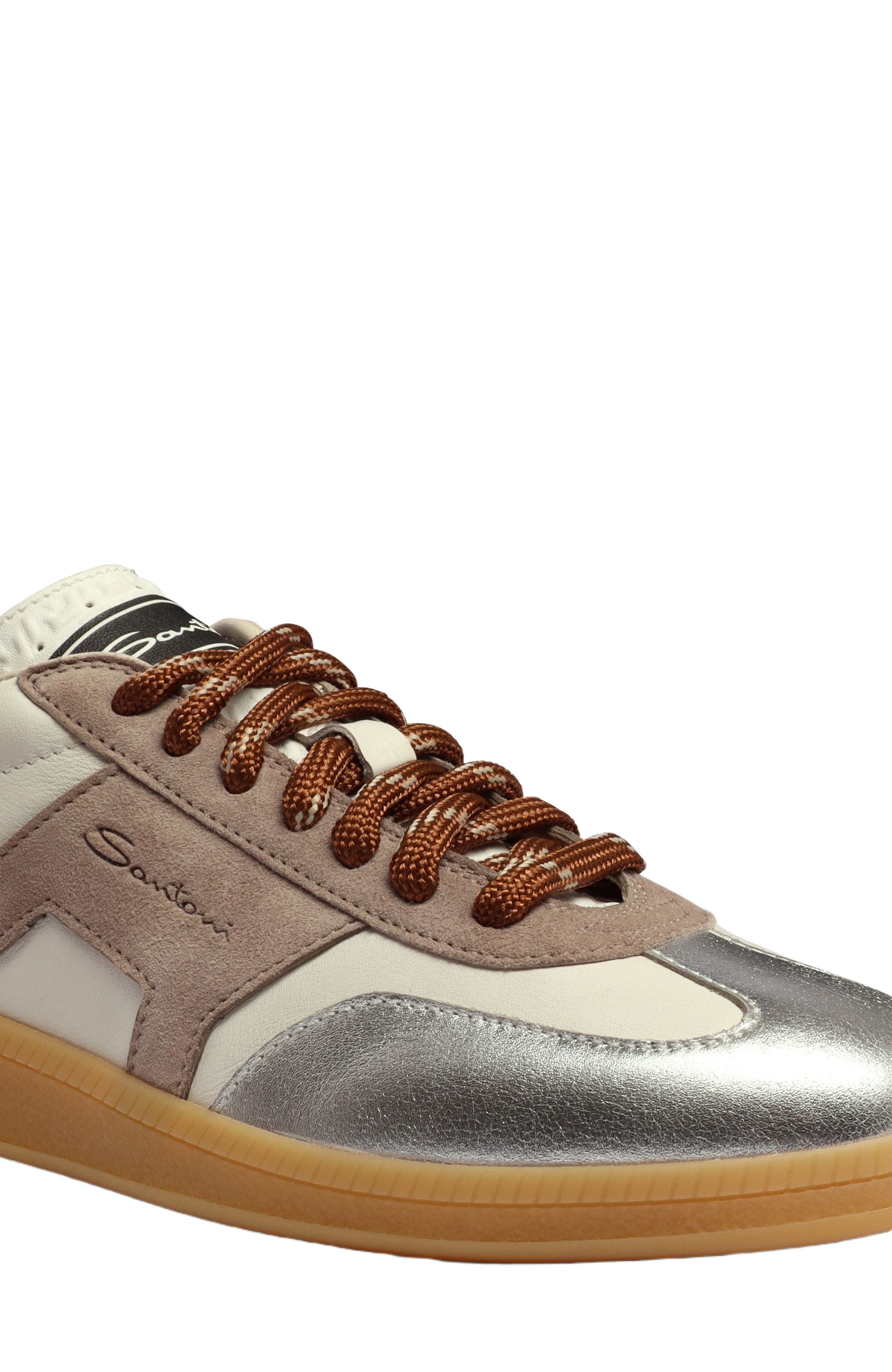 Santoni Women's leather and suede DBS Oly sneaker in Natural at Nordstrom - 5