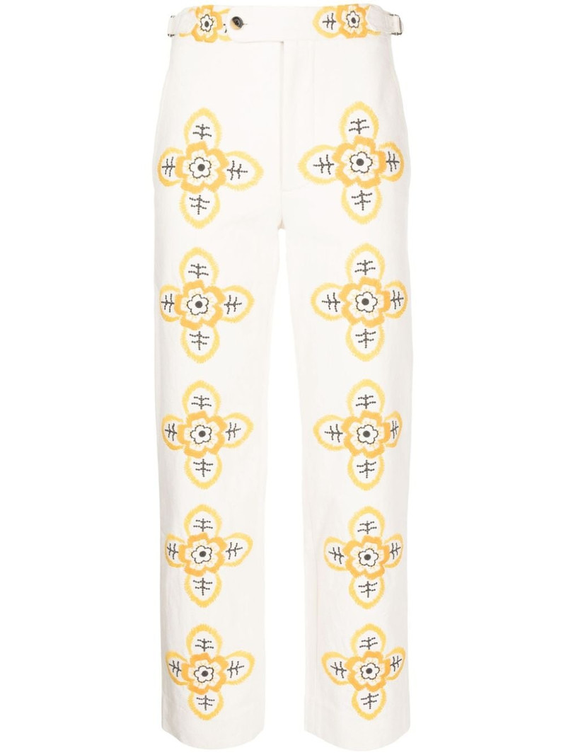 Buttercup embroidered straight-leg trousers 1