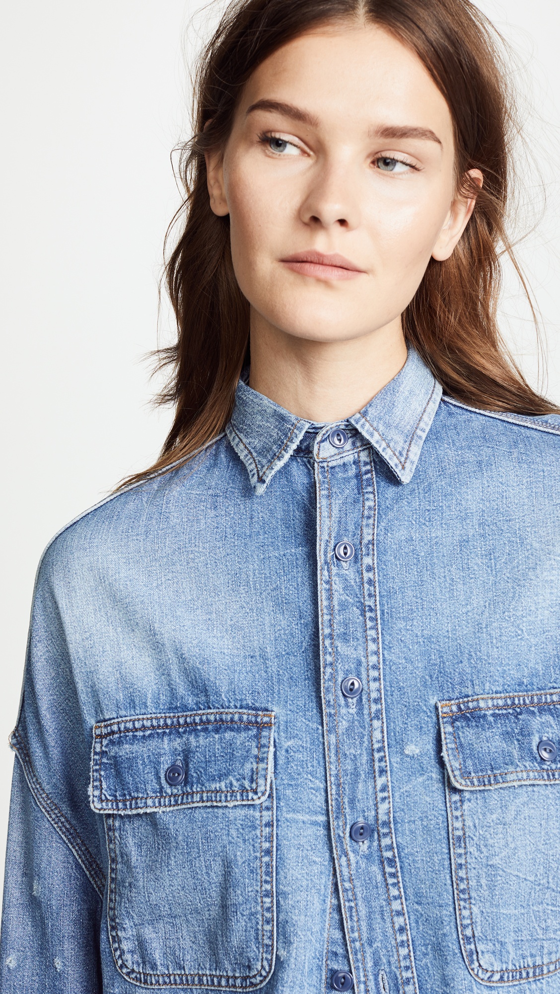 Cropped Denim Shirt - 6