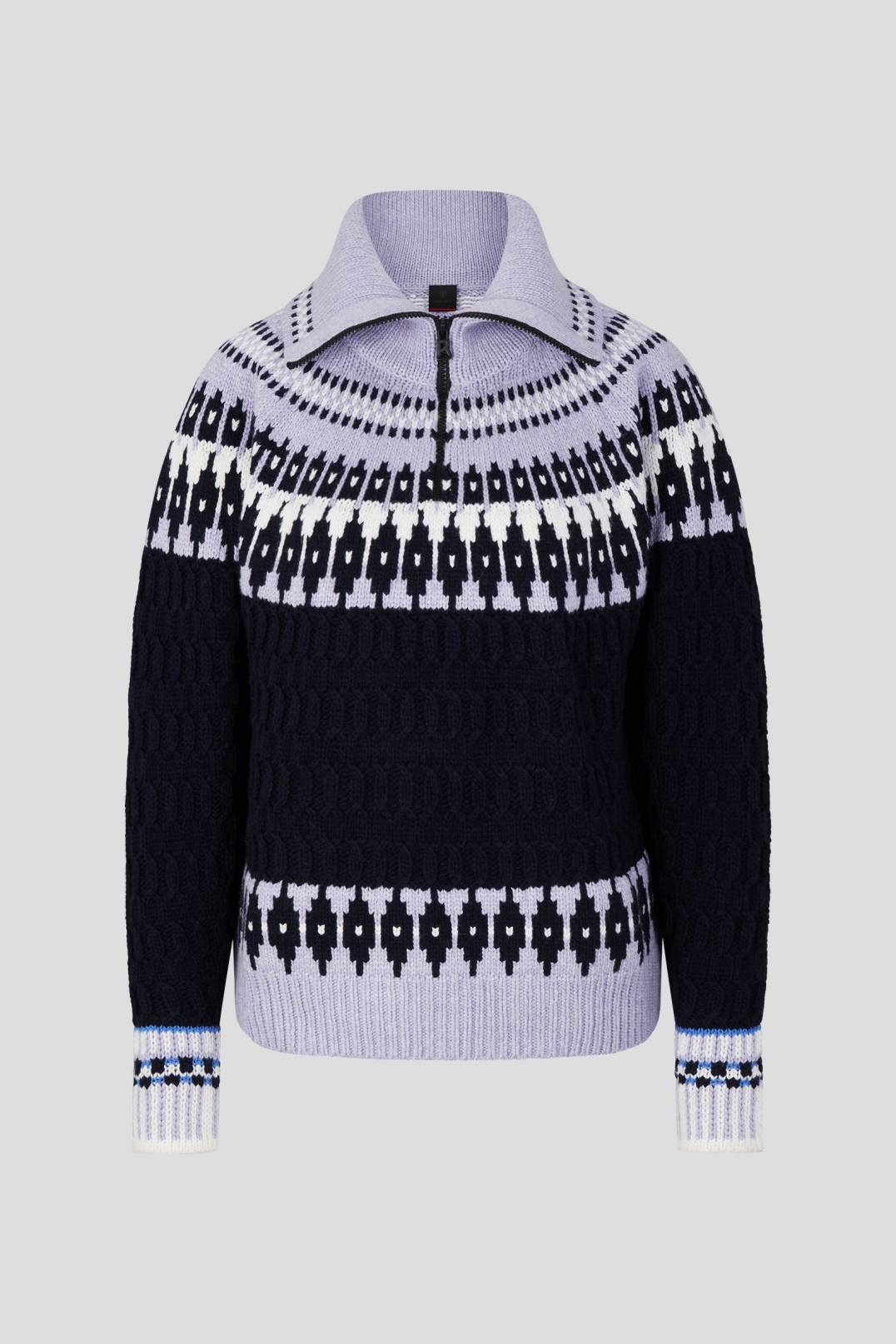 DARGY KNIT PULLOVER IN LILAC/NAVY BLUE - 1