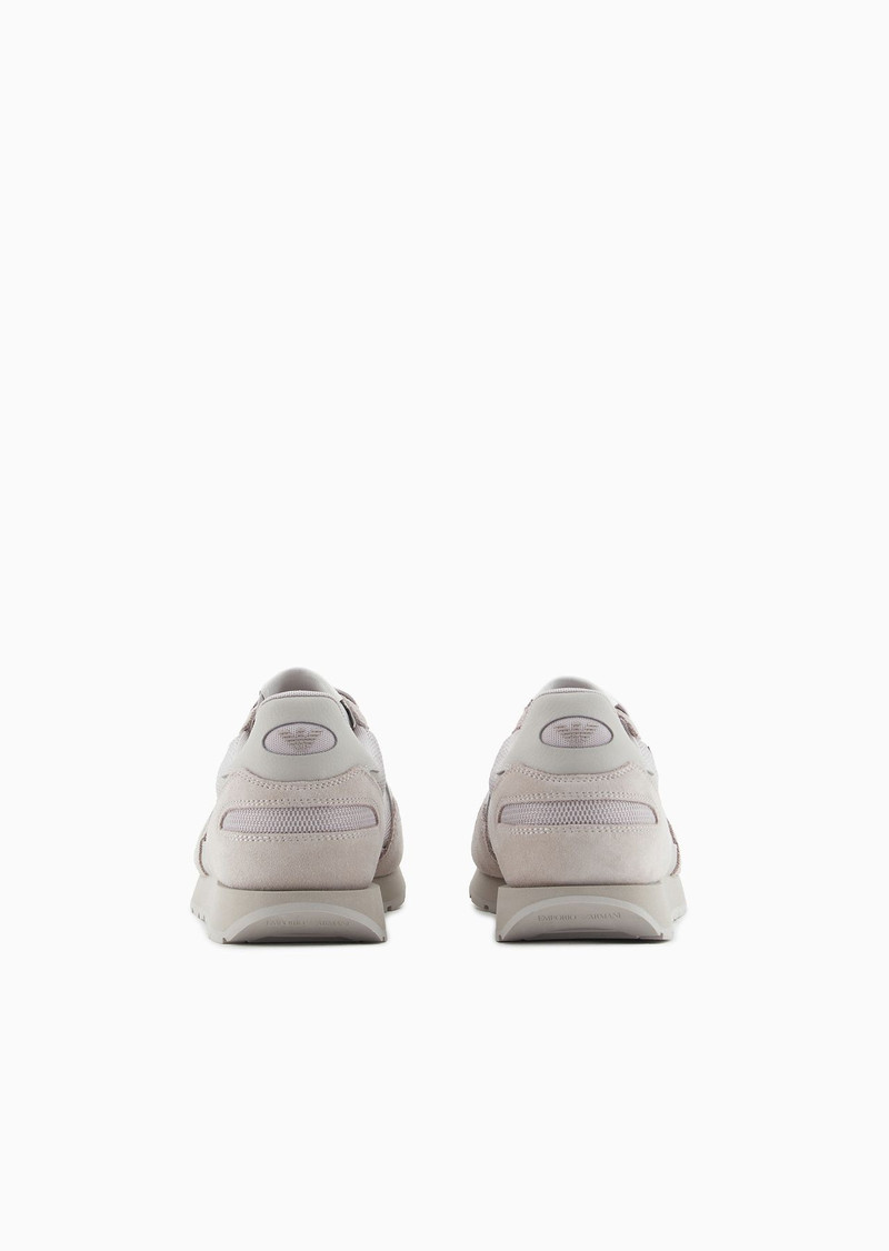 EMPORIO ARMANI Mesh sneakers with suede details and eagle patch outlook