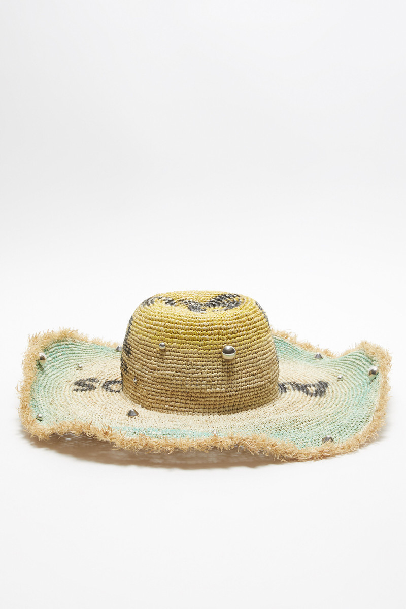 Raffia wide brim hat - Straw yellow 1