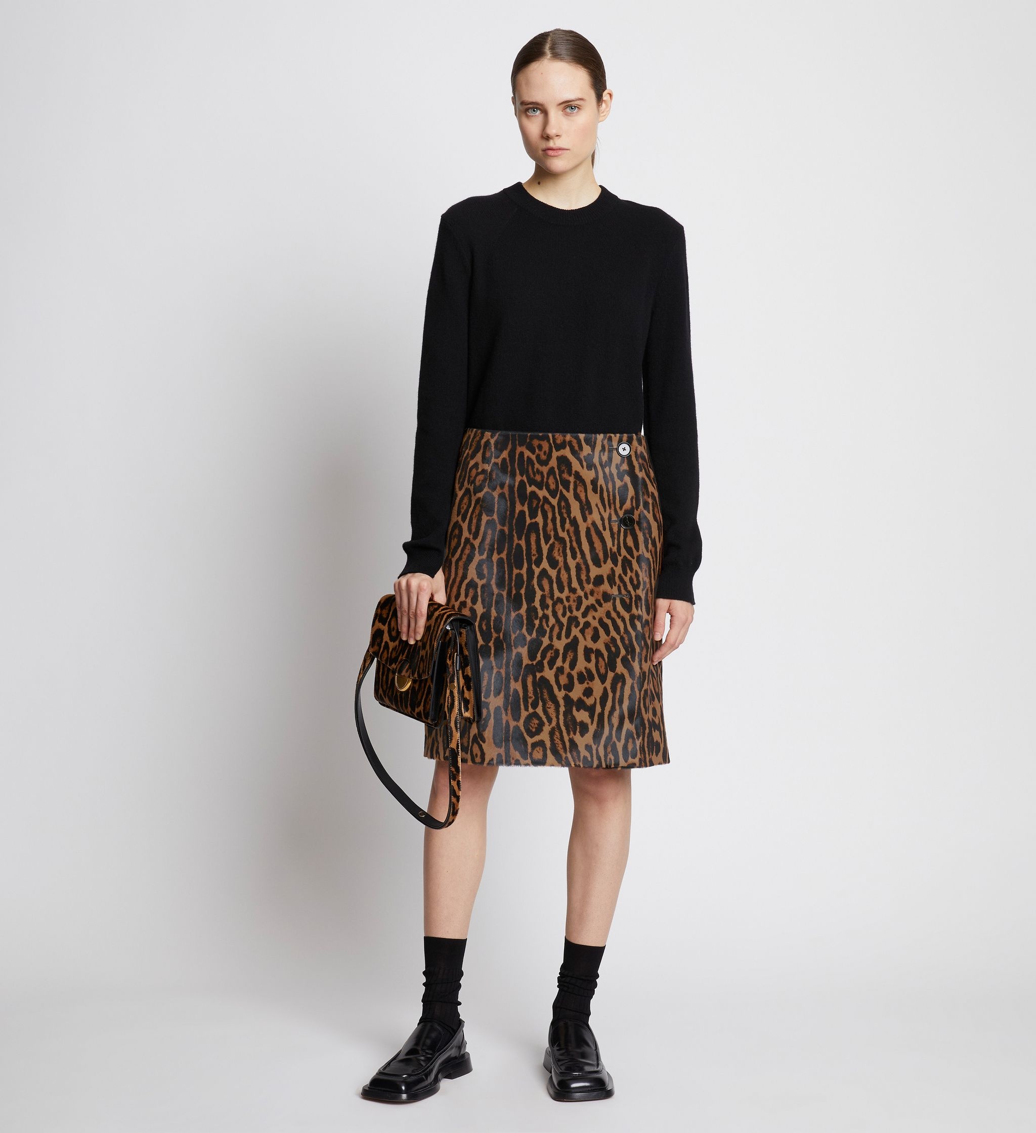 Leopard Printed Haircalf Skirt - 2