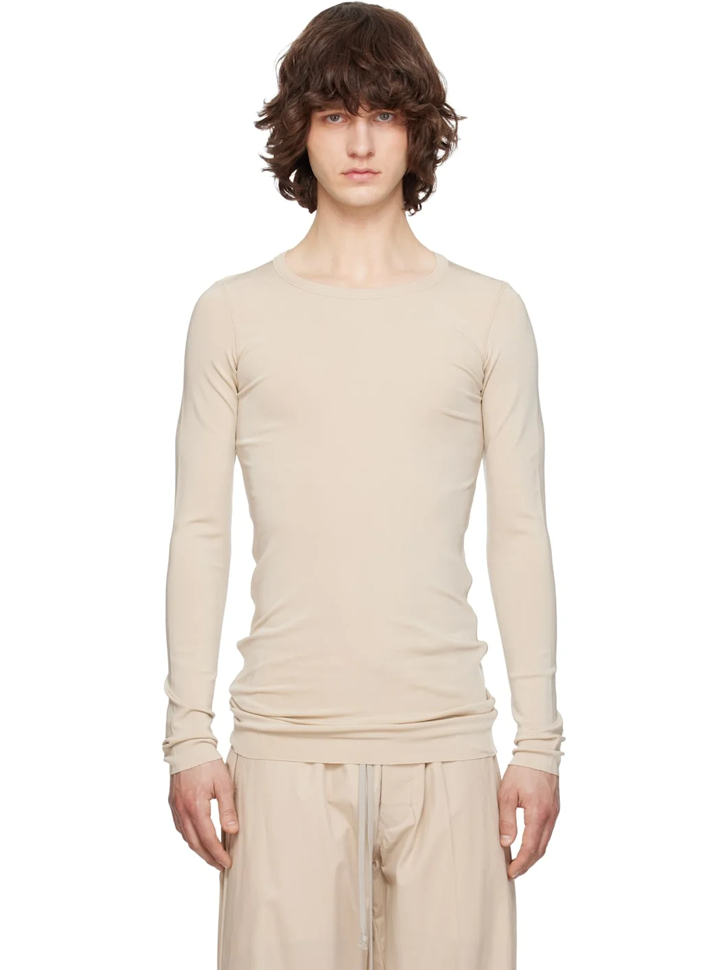 Beige Temple Rib LS T-shirt - 1