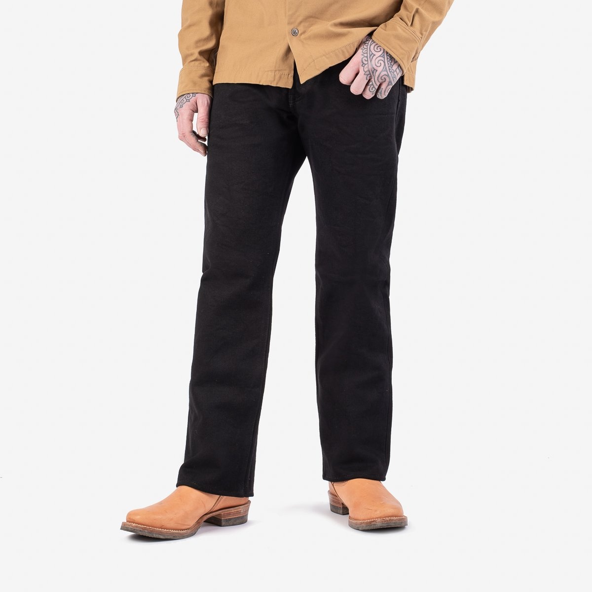 IH-634S-SBG 21oz Selvedge Denim Straight Cut Jeans -  Superblack (Fades To Grey) - 2