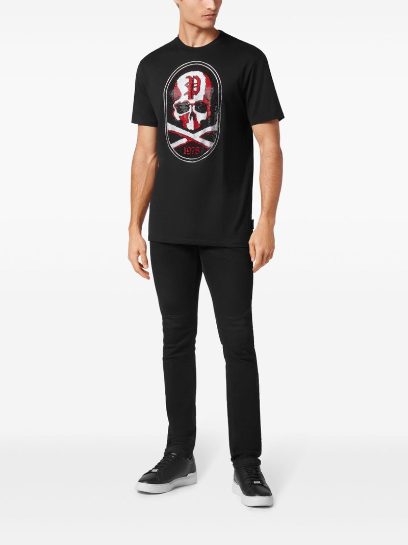 PHILIPP PLEIN Skull&Bones-patch cotton t-shirt outlook