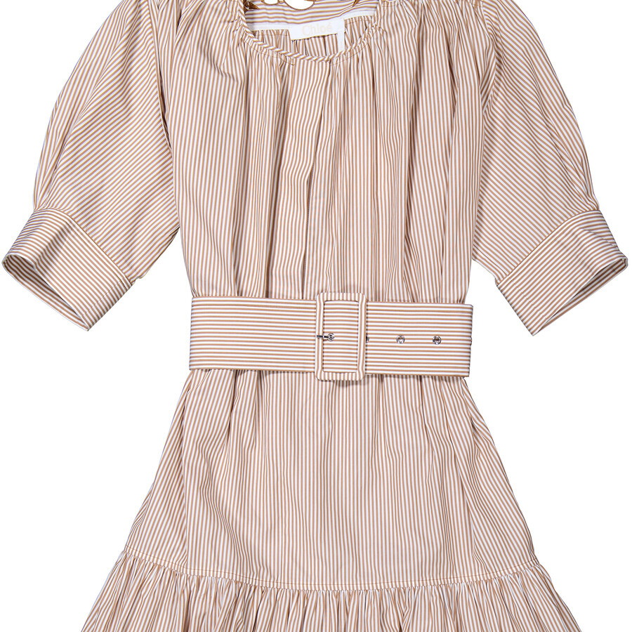 Chloe Ladies White / Beige Striped Dress, Brand Size 36 (US Size 4) - 7