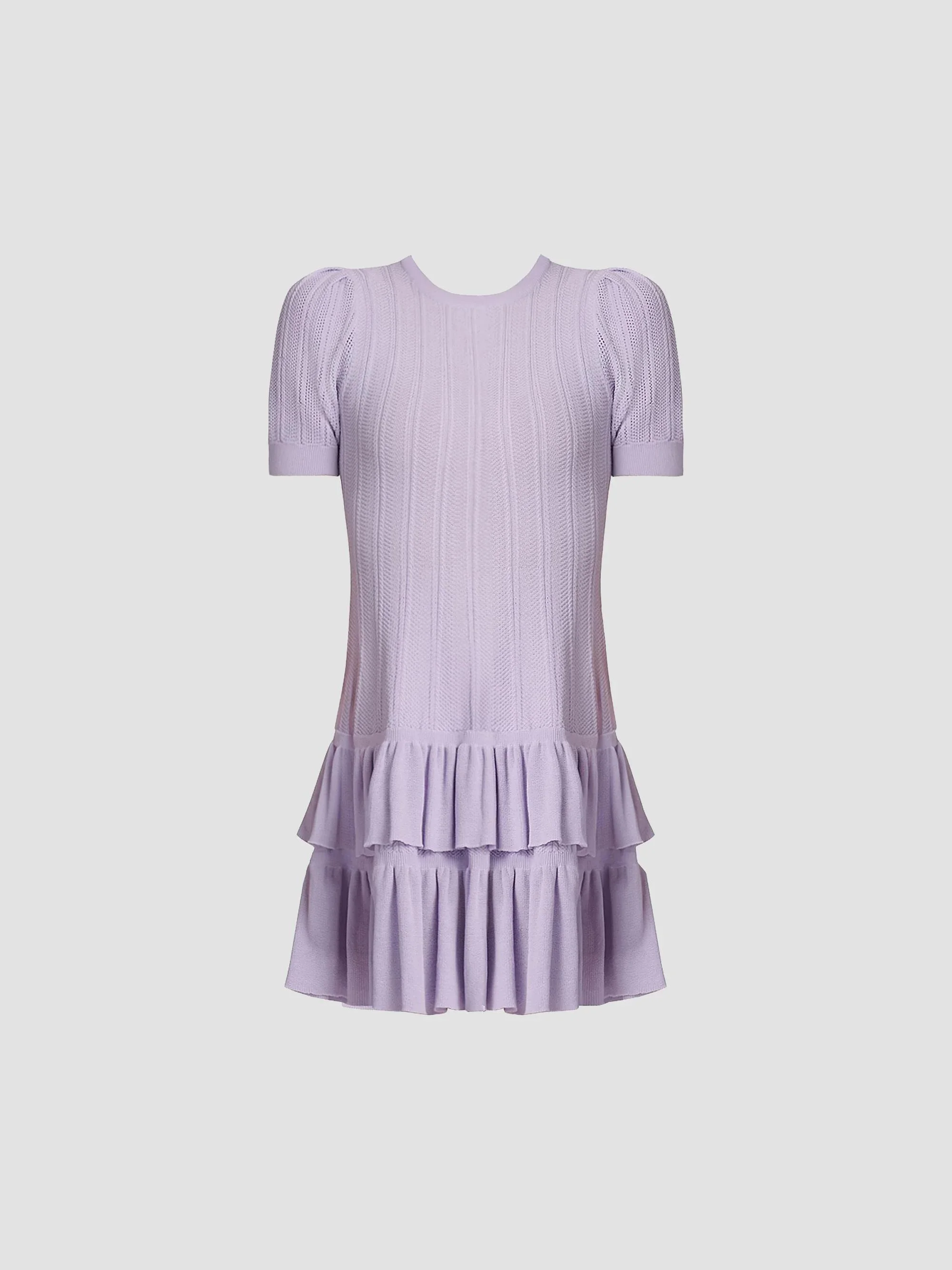 Women's Sloan Pointelle Knit Ruffle Minidress - Lilac - 1