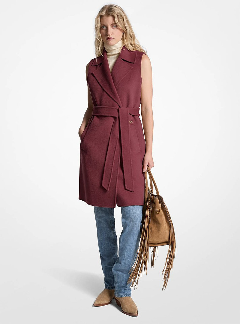 Wool Blend Belted Wrap Vest 1