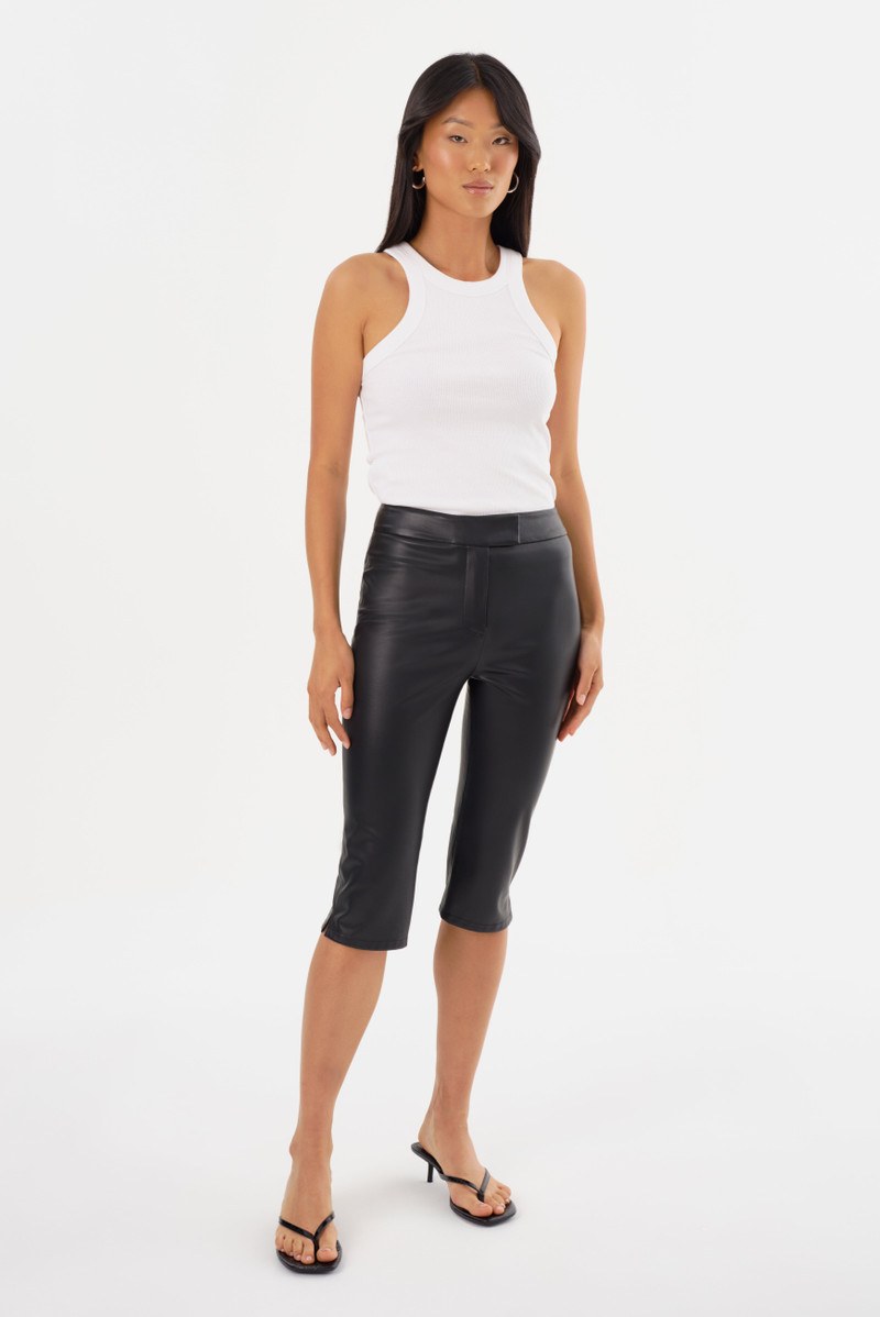 FAYA | Faux Leather Capri Pants 1