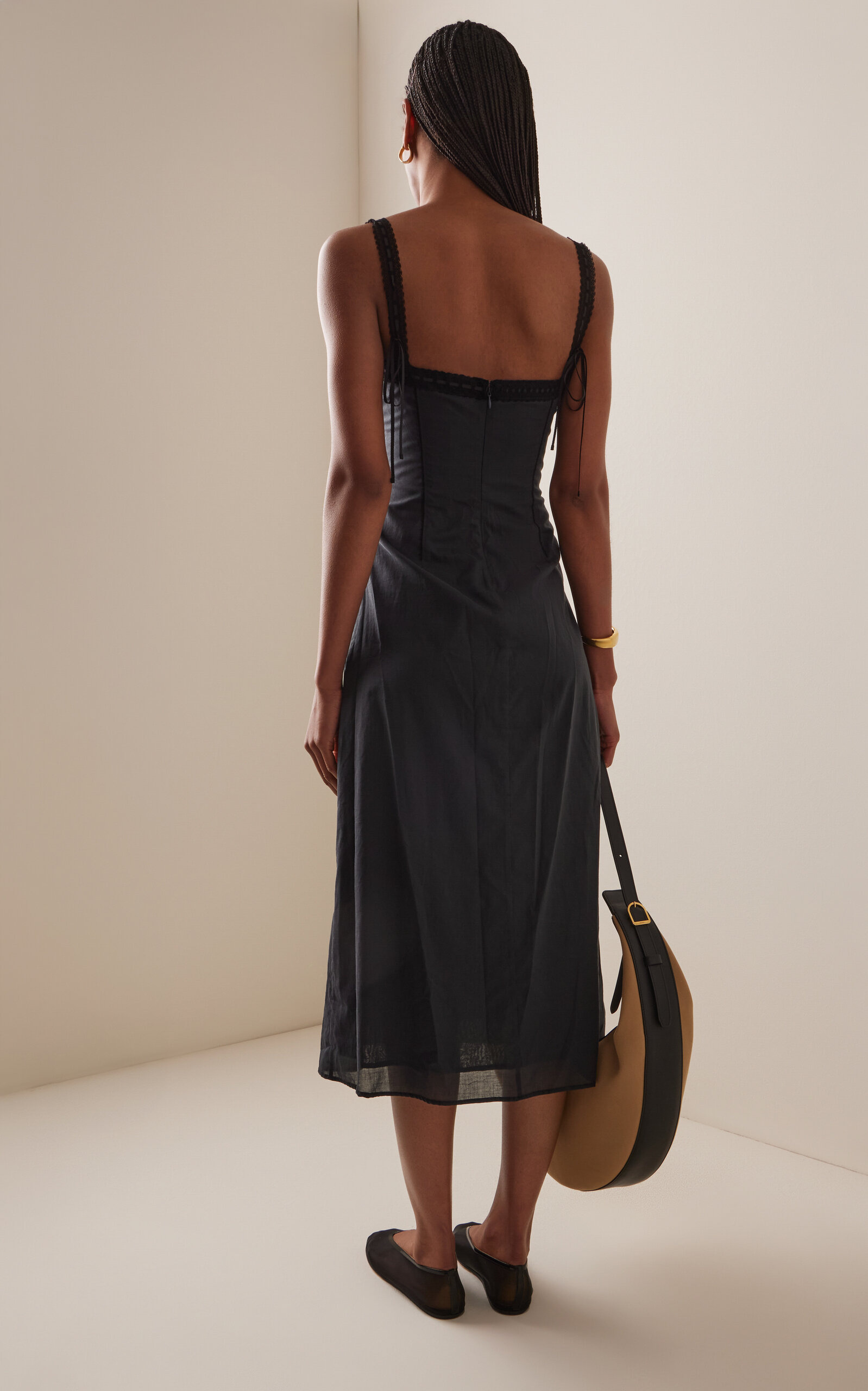 Matilde Lace-Trimmed Cotton Midi Dress black - 4