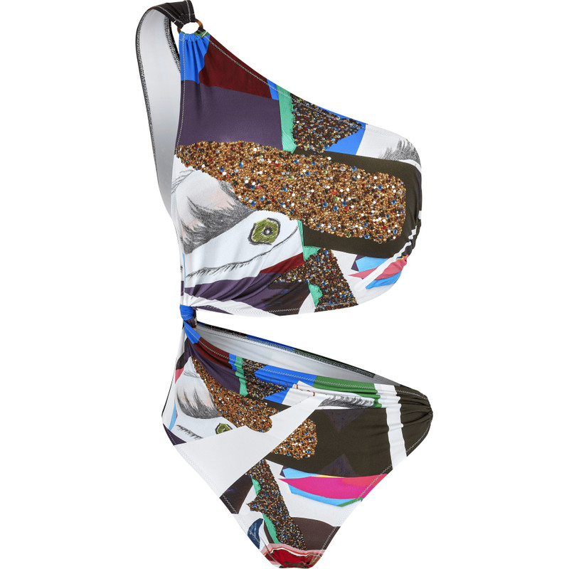 Women One-piece asymmetric swimsuit Séduction - Vilebrequin x Deux femmes noires 1