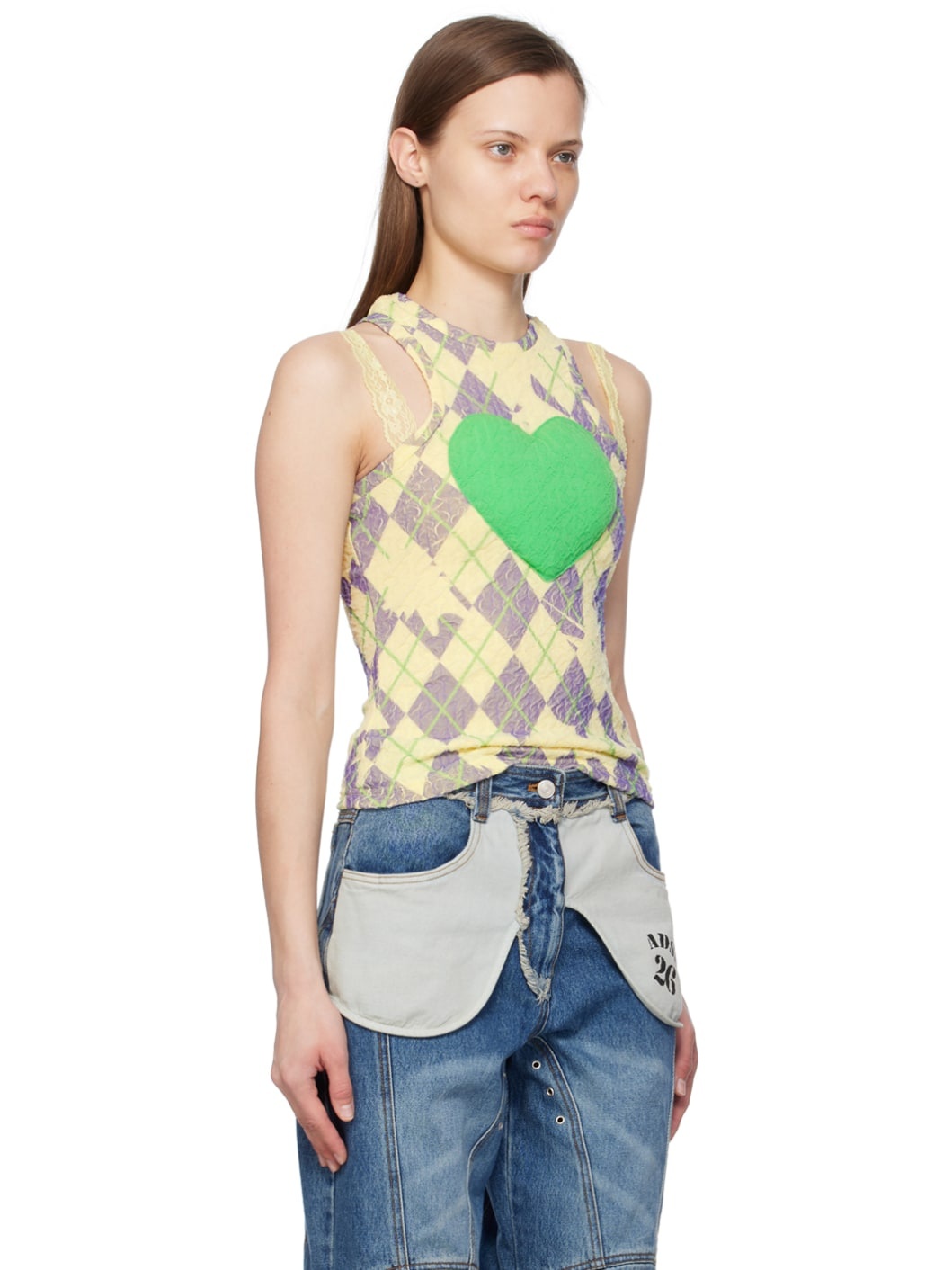 SSENSE Exclusive Yellow Puffy Heart Saver Tank Top - 2