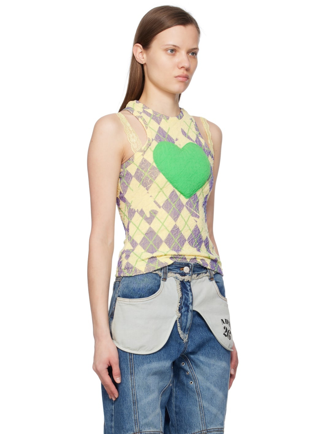 SSENSE Exclusive Yellow Puffy Heart Saver Tank Top - 2