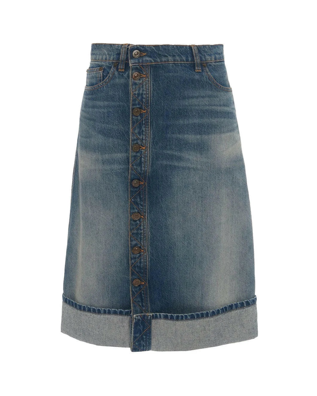 PLACKET DETAIL DENIM SKIRT - 1