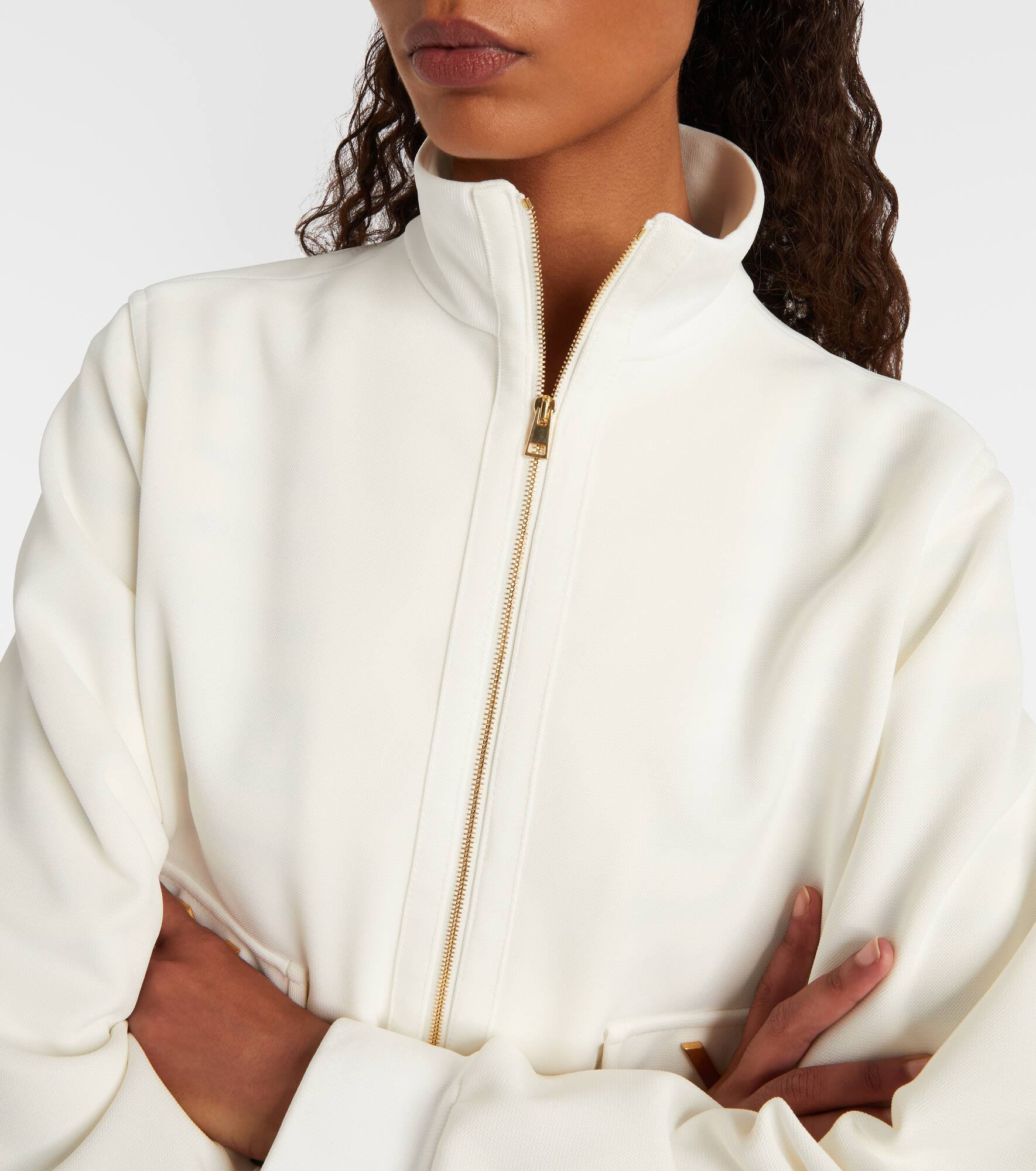 Logo jersey zip-up sweatshirt - 4