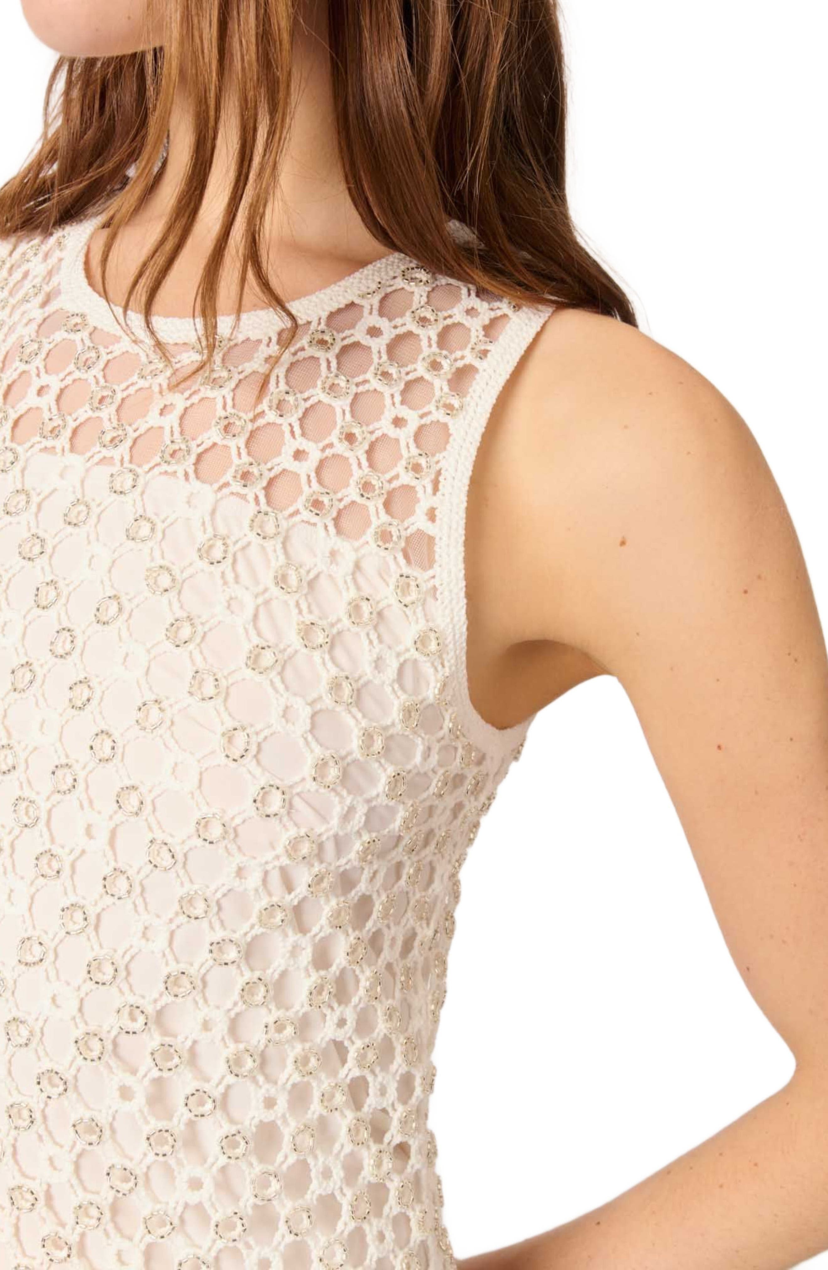 maje Beaded crochet maxi dress in White at Nordstrom - 6