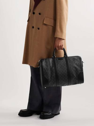 GUCCI Leather-Trimmed Monogrammed Coated-Canvas Holdall outlook