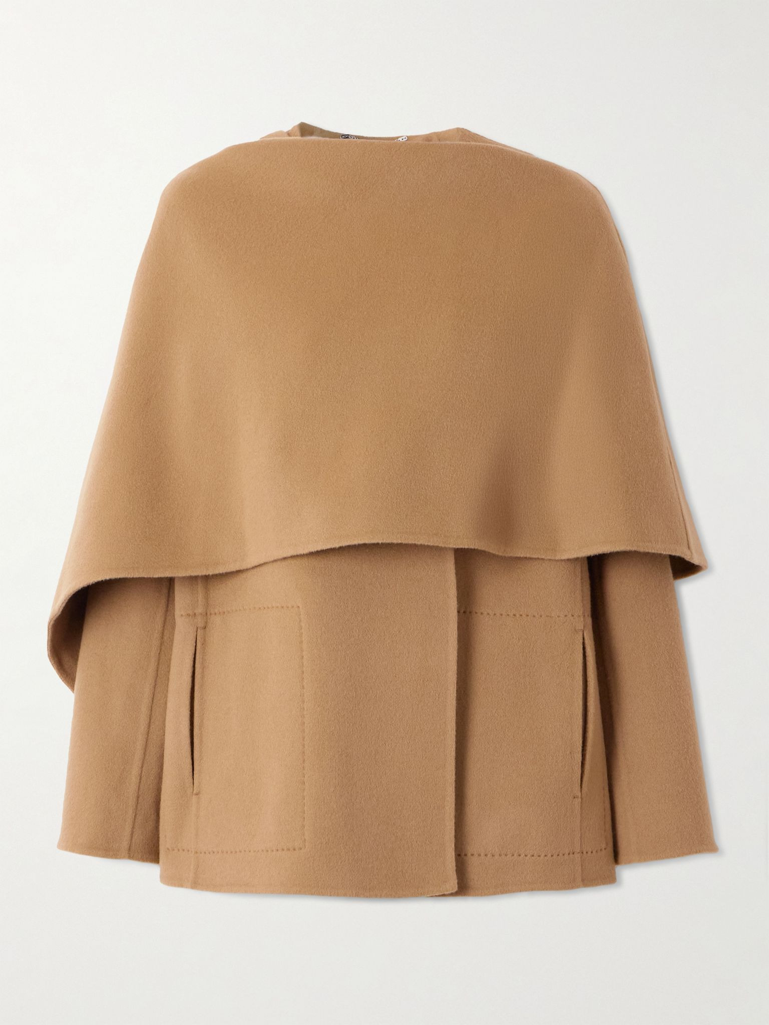 Dak layered draped wool-blend felt coat Tan - 1
