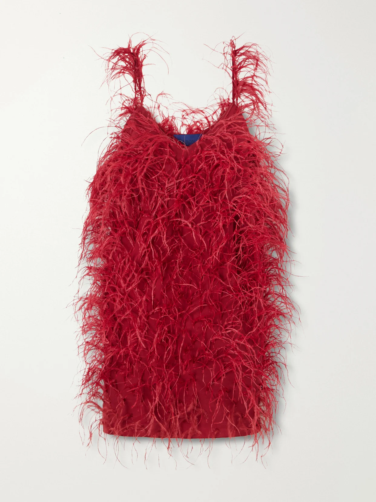 Sara Feather-trimmed Silk-crepe Mini Dress - 1
