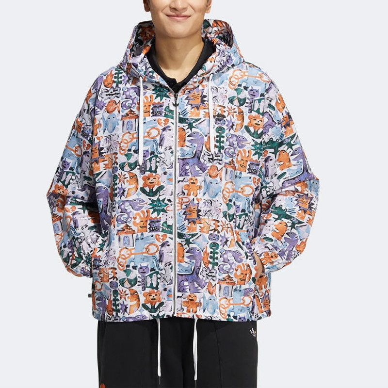 adidas Adidas Originals Knit COL AOP Jackets 'White Orange Purple' HR6438 outlook