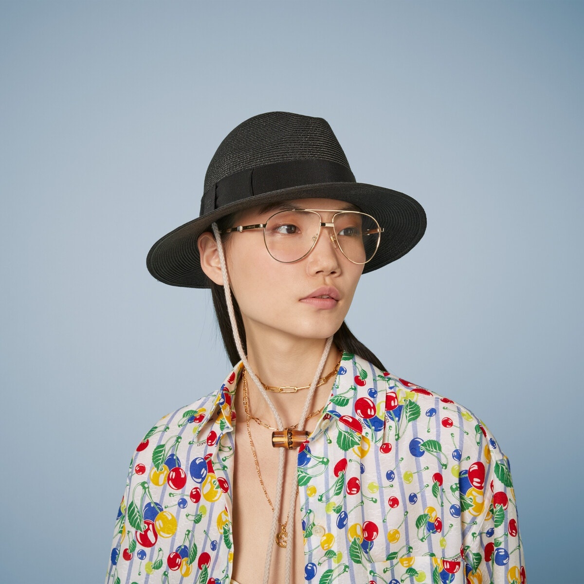 Raffia-effect wide-brimmed hat with bow - 3