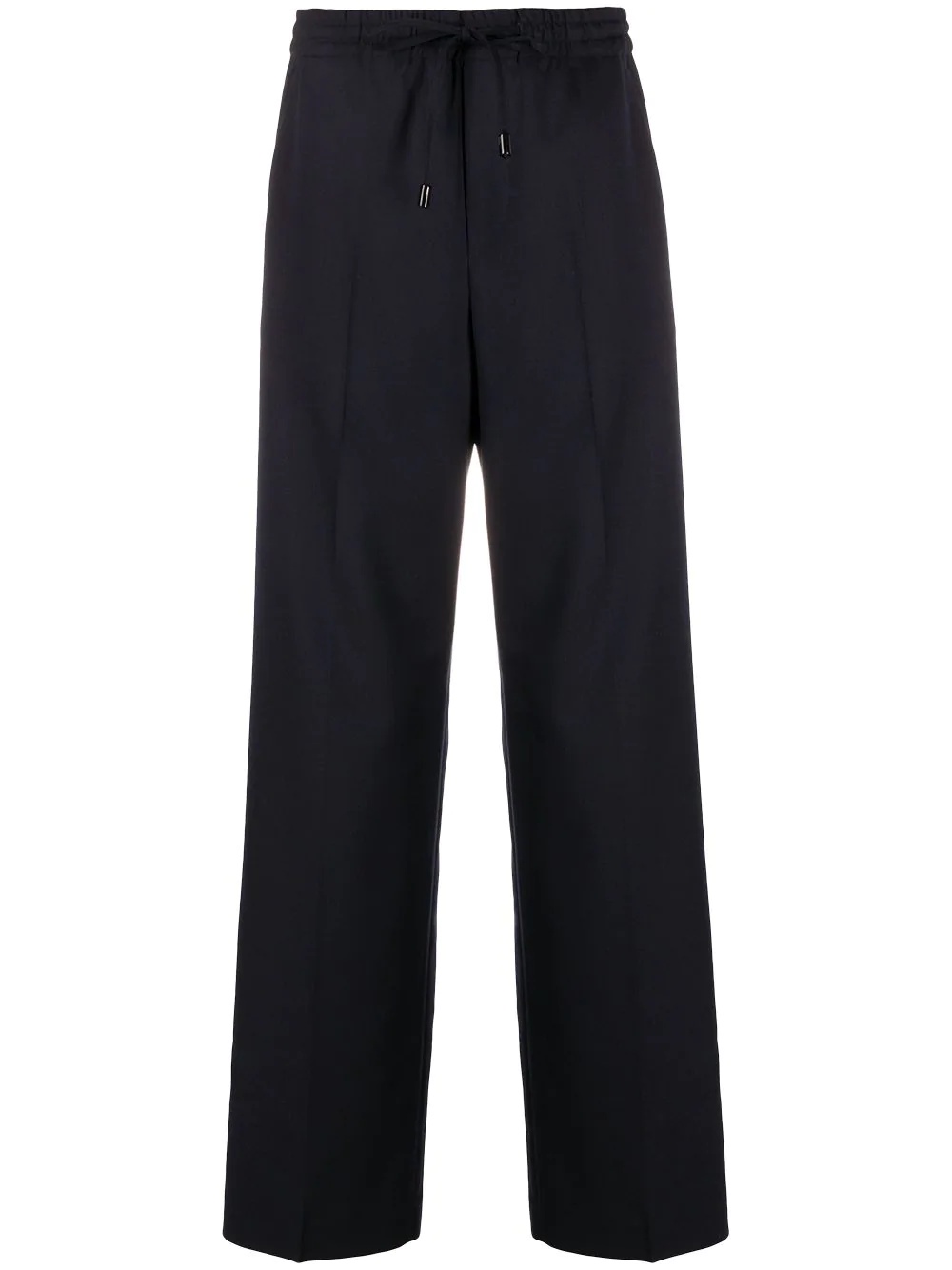 straight leg flannel trousers - 1