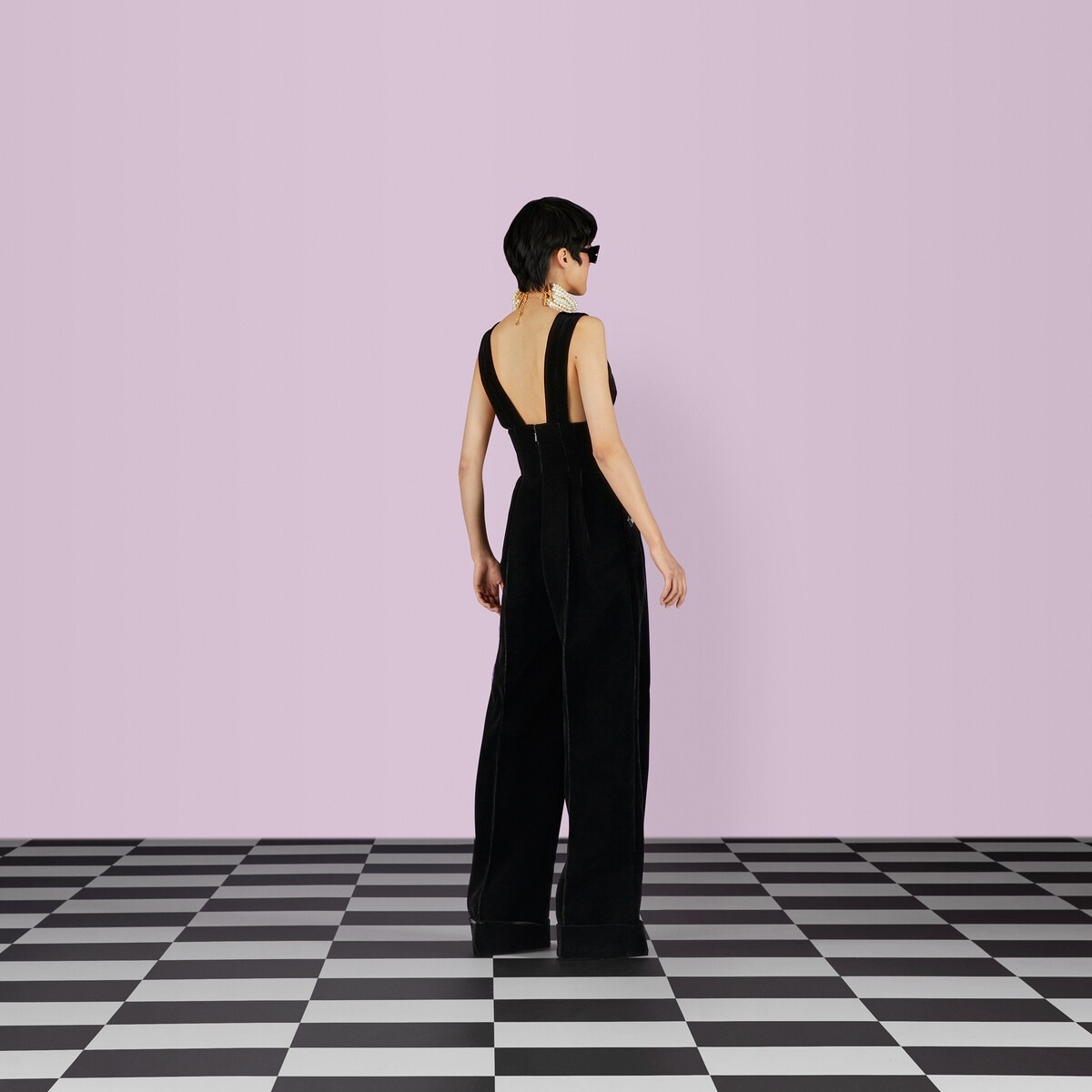 Silk viscose jumpsuit with cuffs - 8