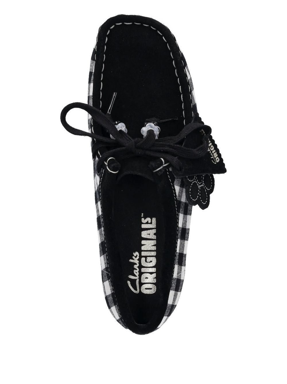 gingham-check flower-embellished loafers - 2