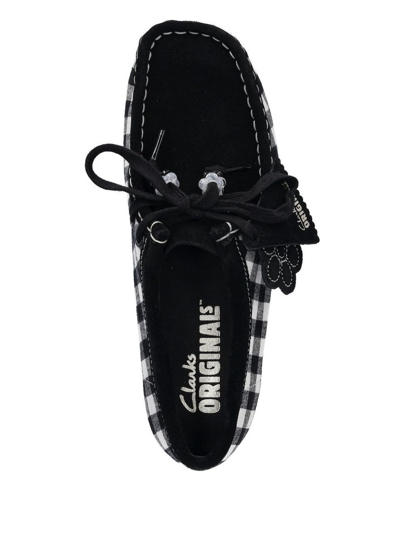 Clarks Originals gingham-check flower-embellished loafers outlook
