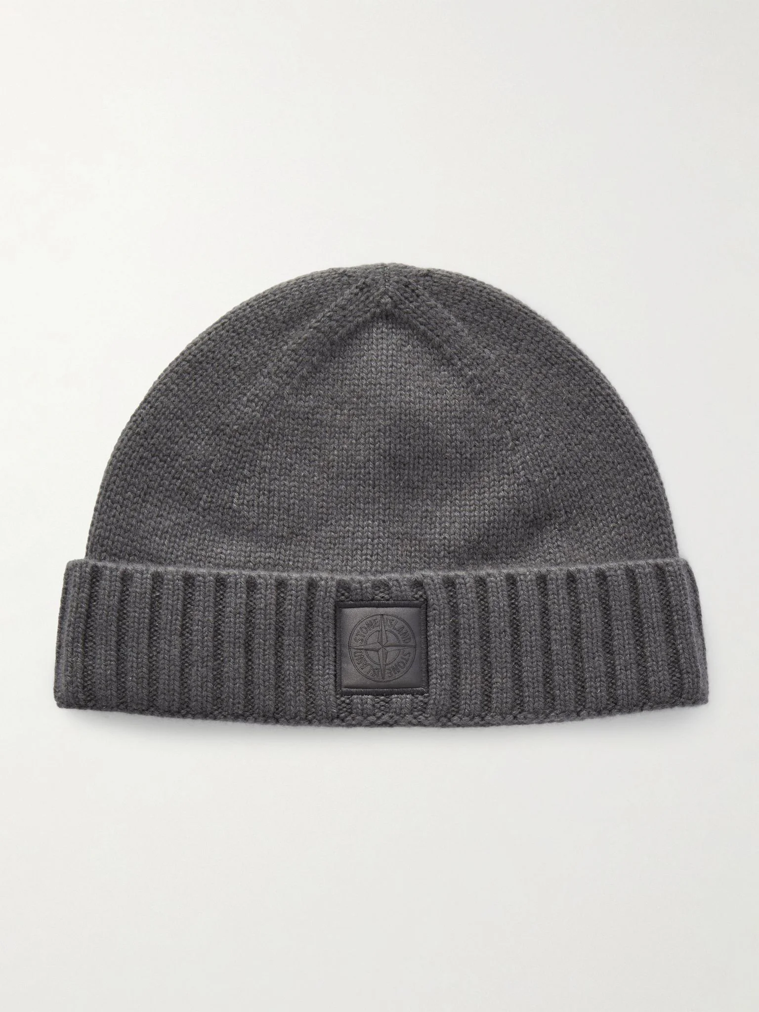 STONE ISLAND GHOST Logo-Appliquéd Cashmere Beanie Gray - 1