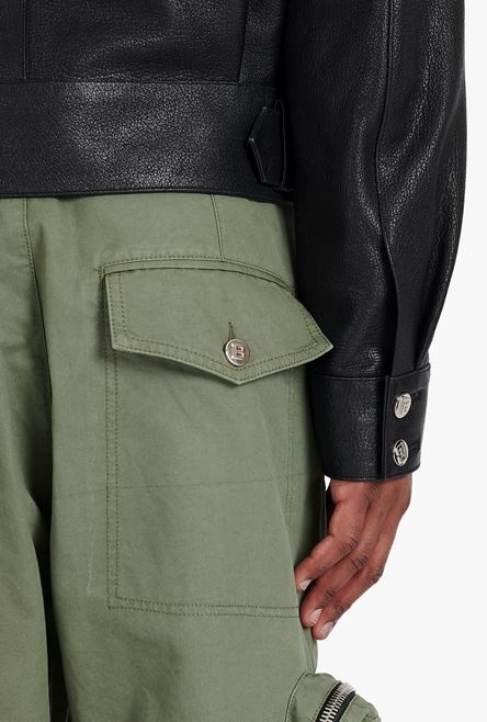 Black leather aviator jacket - 5