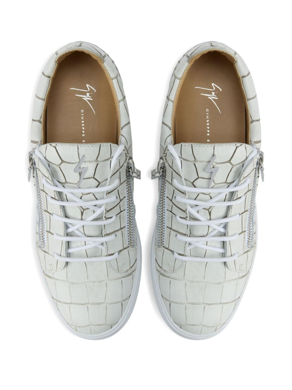 Frankie crocodile-effect zip sneakers - 4